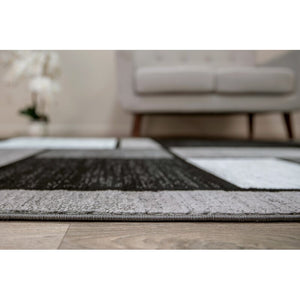 Lorenzo Geometric Gray/Black/White Area Rug, 10’x14’ (#32R)