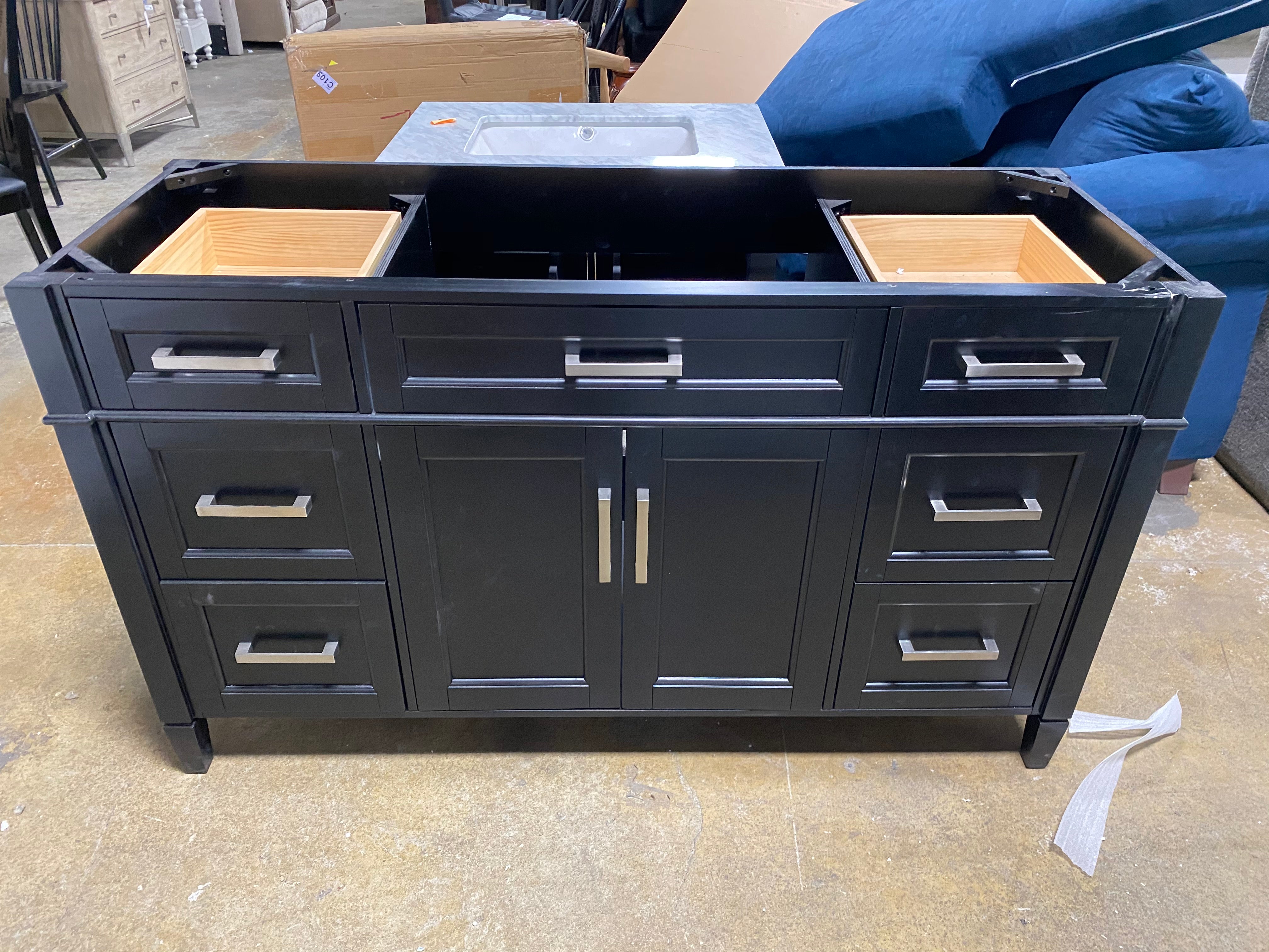 60' Black Single Vanity-No Counter Top