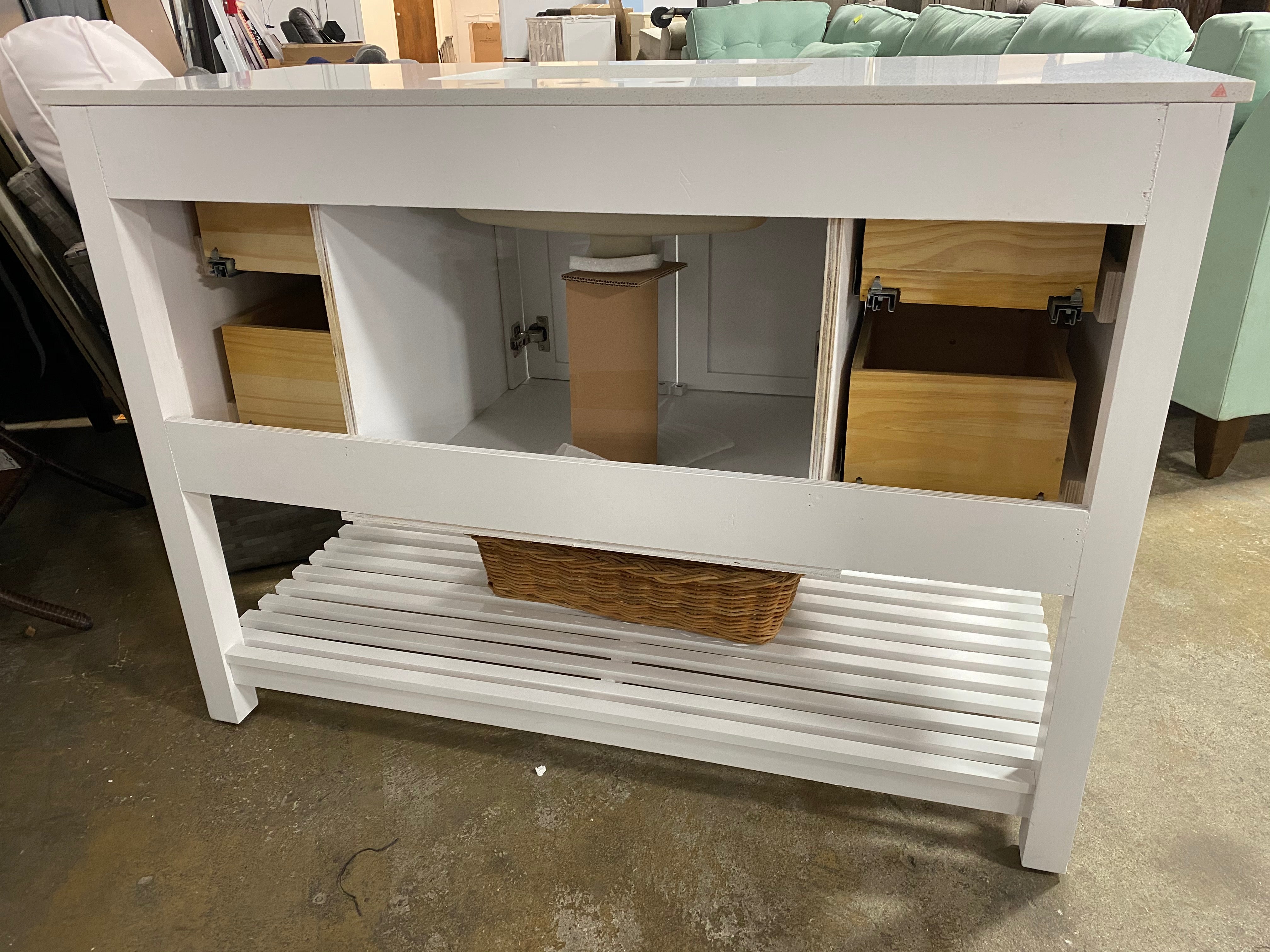 White 48" Single Sink Bathroom Vanity with Granite Top