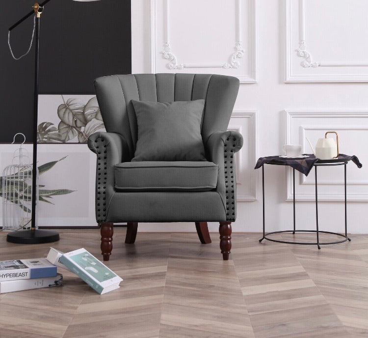 Xan Channel Wingback Chair Gray CG879