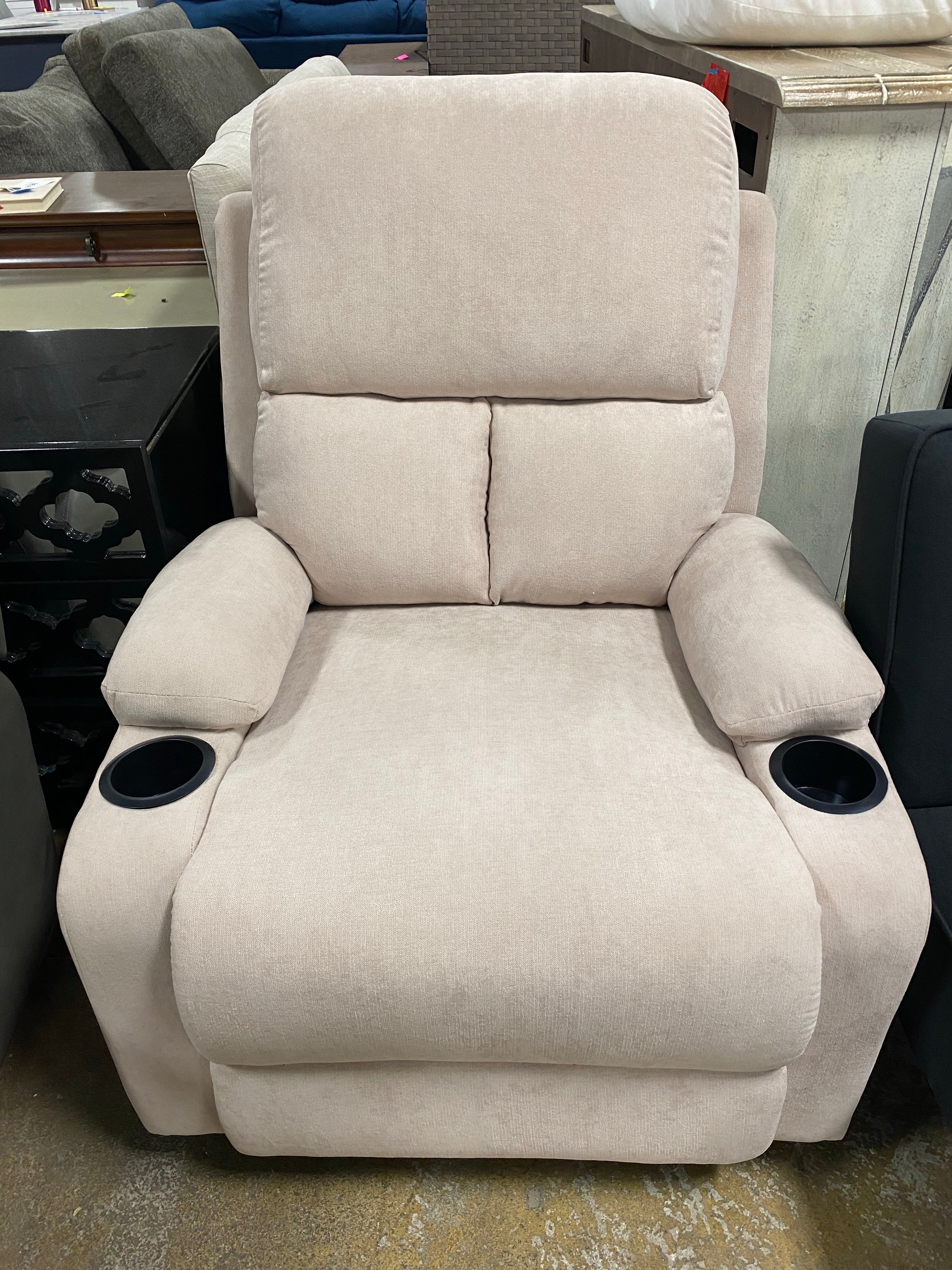 Beige Microfiber Wiener Manual Recliner