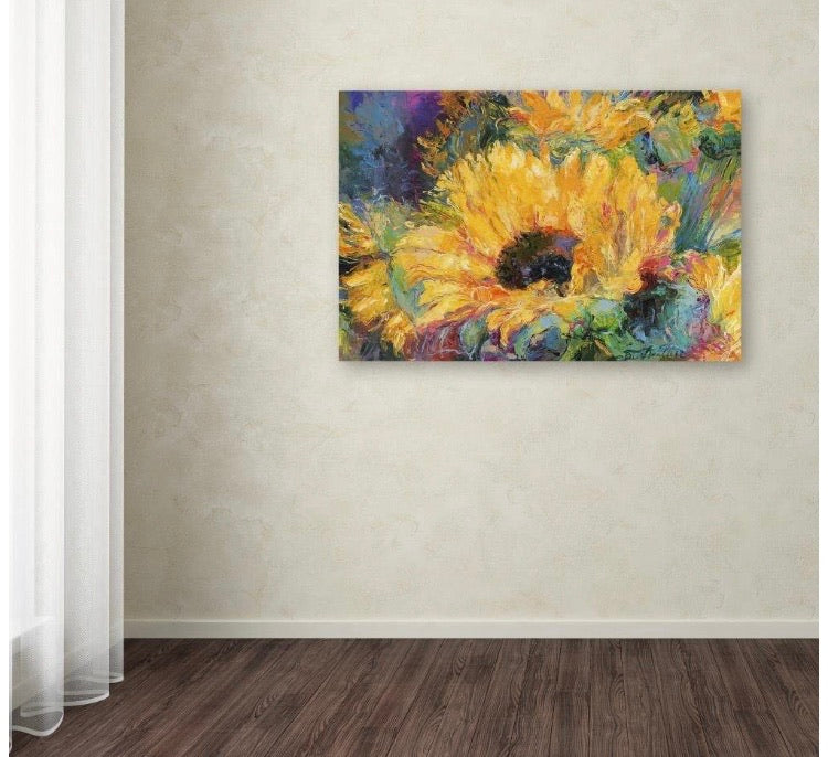 22" x 32" "Blue Sunflowers" Printed Canvas Wall Art CG1957