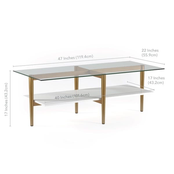 Coffee Table Gold w/ White Lacquer Shelf #LX784