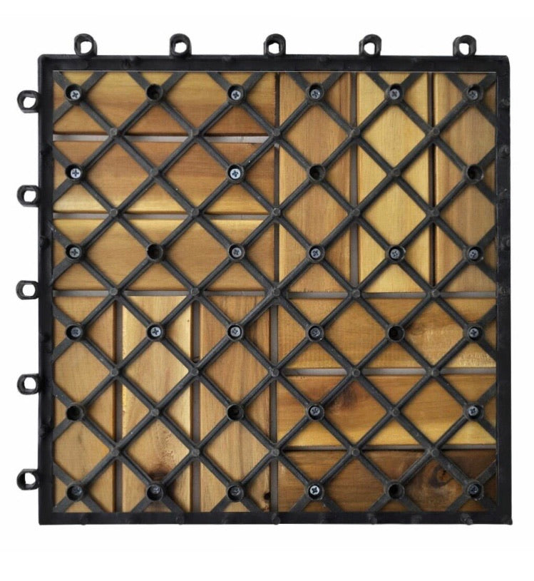 (Set of 10) Fiske 11.8"x11.8" Acacia Wood Deck Tiles CG757