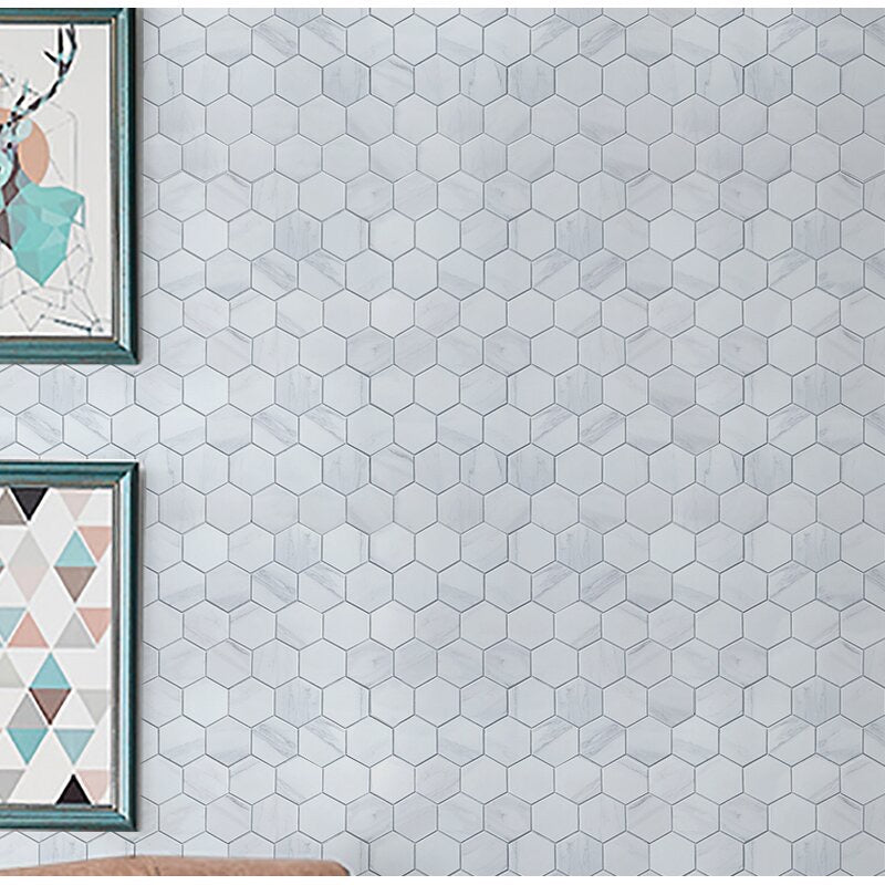 1 Box - Value Series 2" x 2" Porcelain Honeycomb Mosaic Wall & Floor Tile, Matte Carrara - 9 Square Feet (#K6281)
