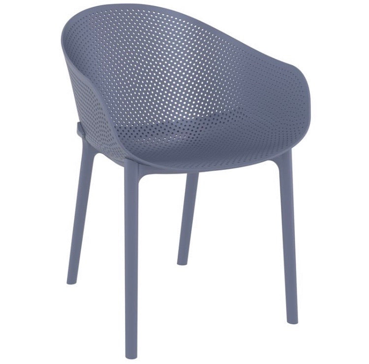 (Set of 2) Compamia Sky Patio Dining Arm Chair in Dark Gray CG1648