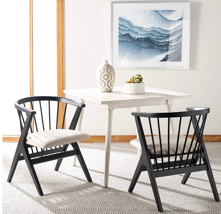 (Set of 2 ) Noah Spindle Dining Chair Black/Beige CG1660