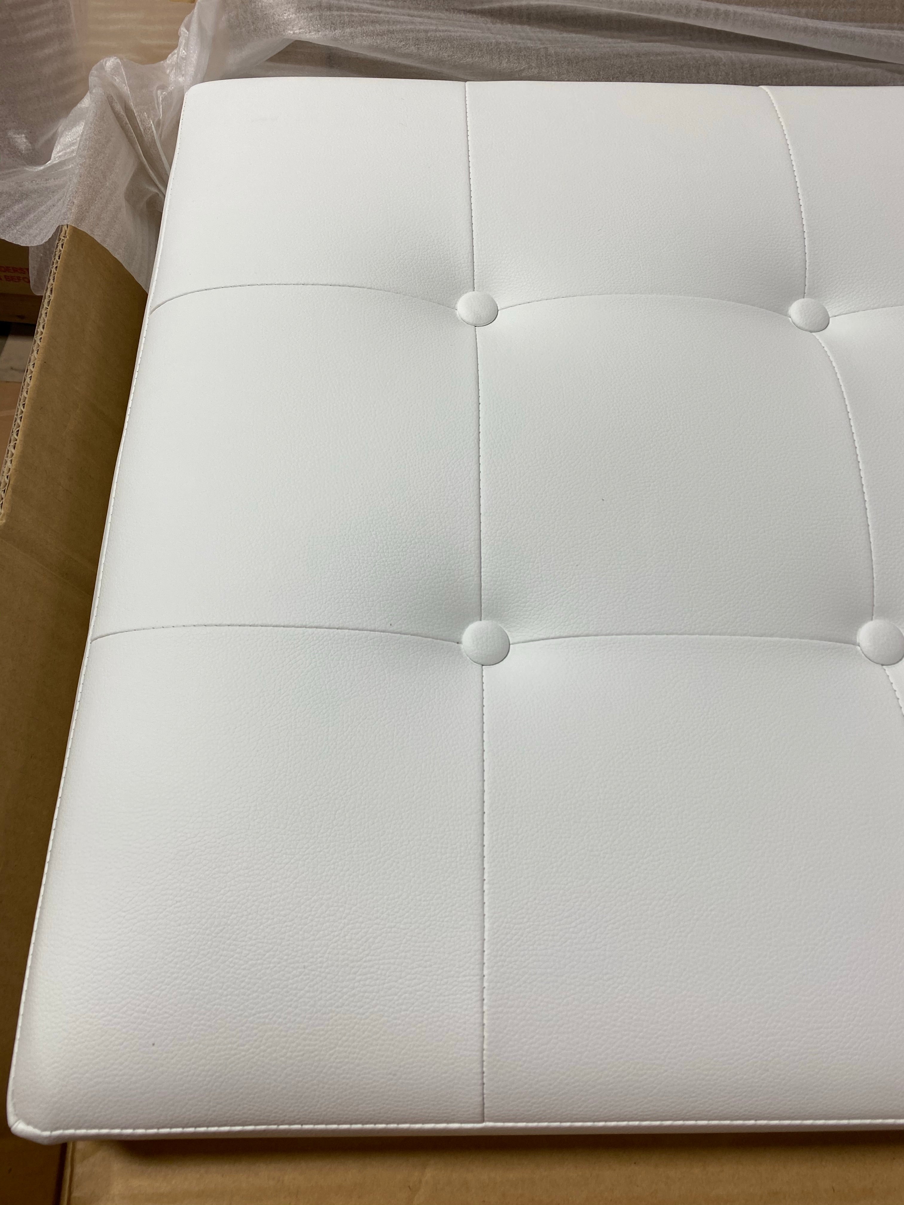 White Upholstered Vinyl Headboard - Full  #SA670