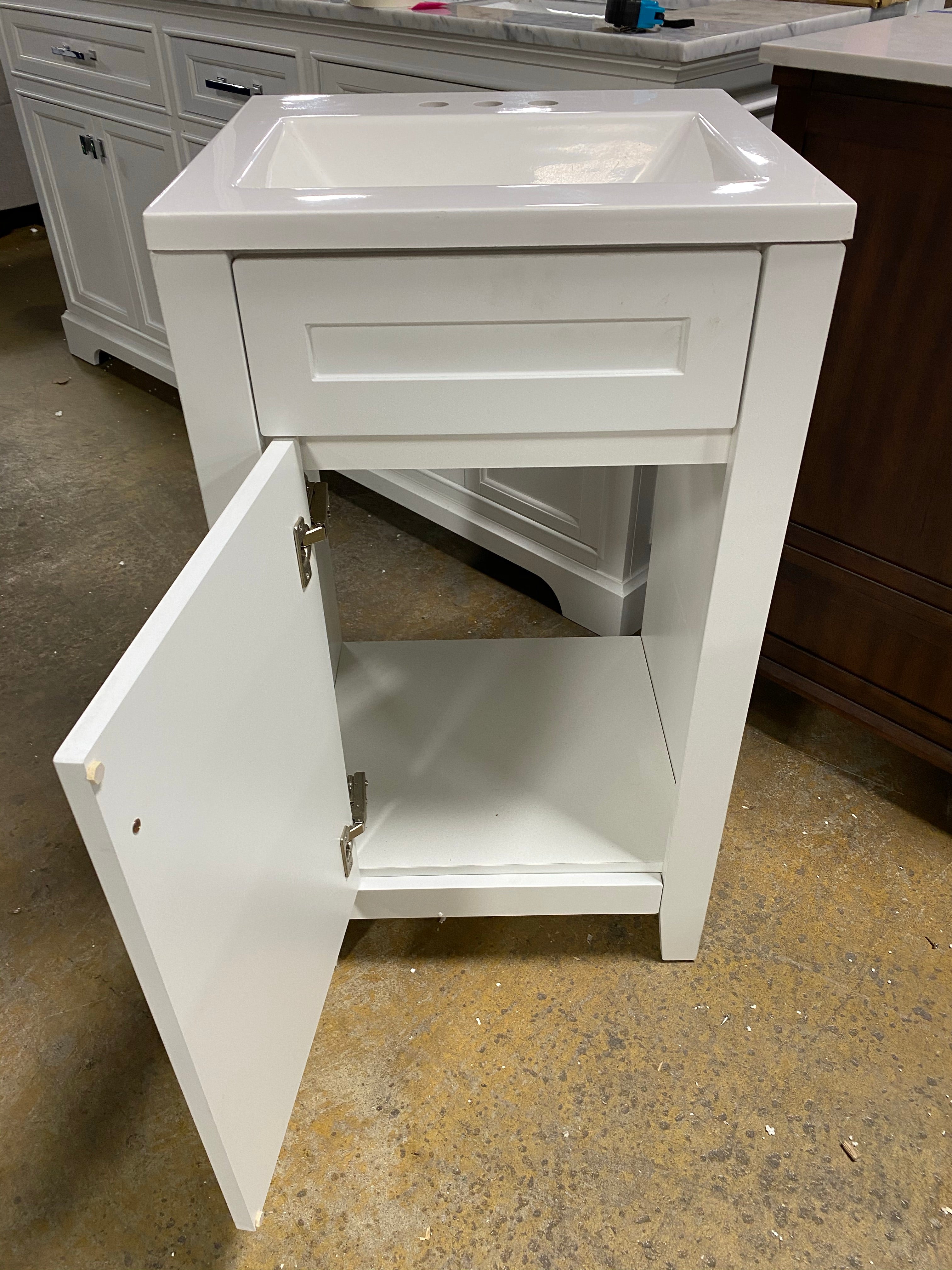 White 18" Single Sink Vanity