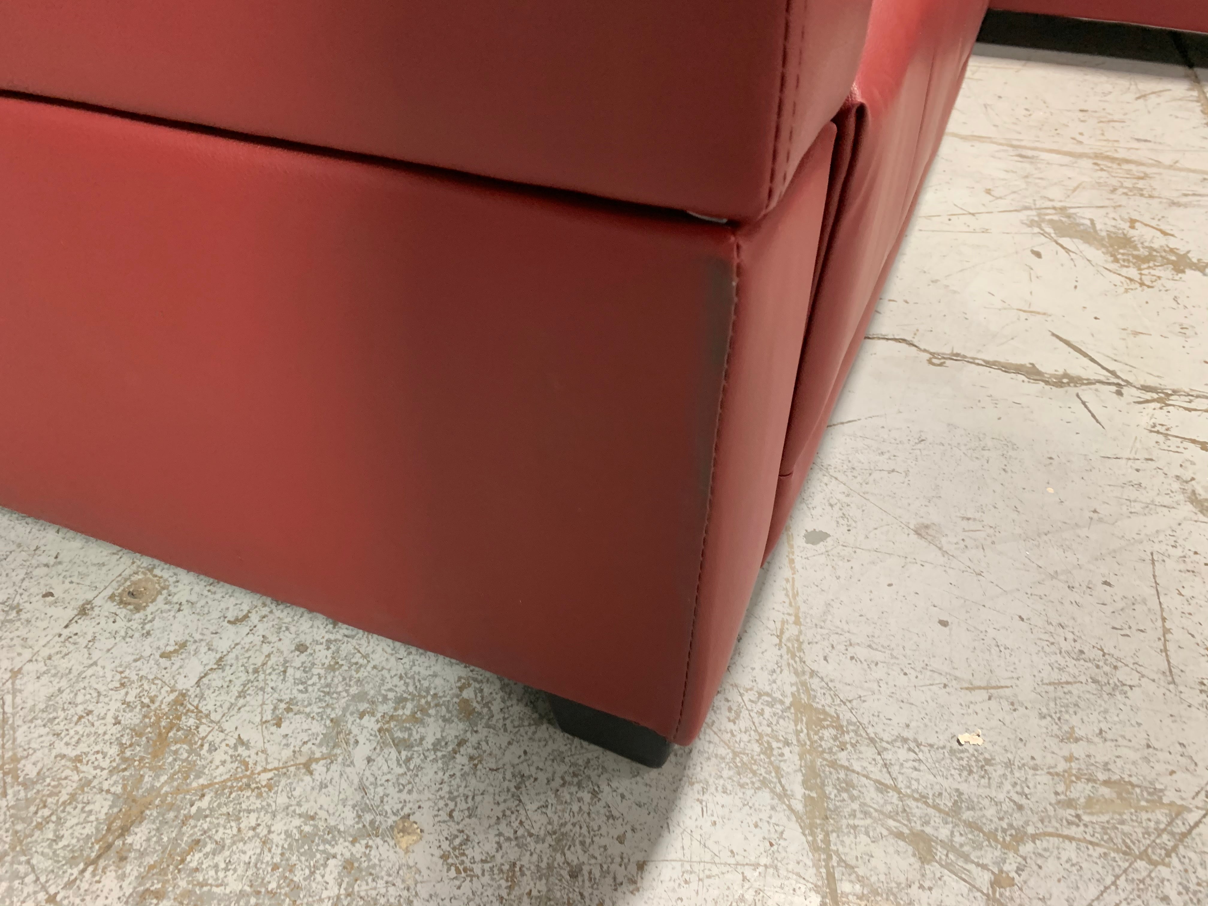 95” Red Faux Leather Sectional *As Is*