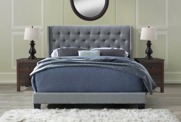 (Queen) Nadine Tufted Upholstered Low Profile Standard Bed CG1688