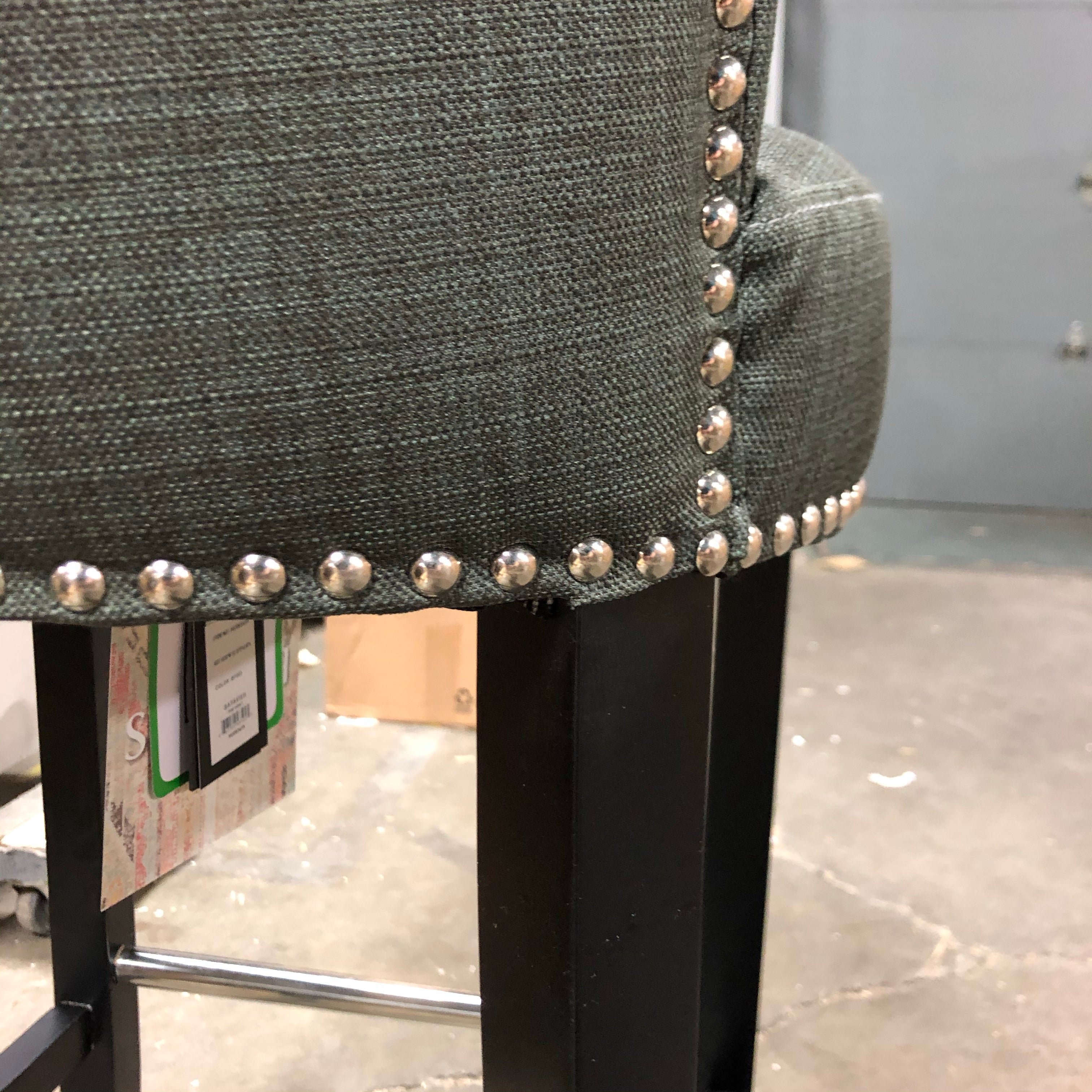 (Set of 2) 43.7" Addo Ring Charcoal Upholstered Bar Stool CG248