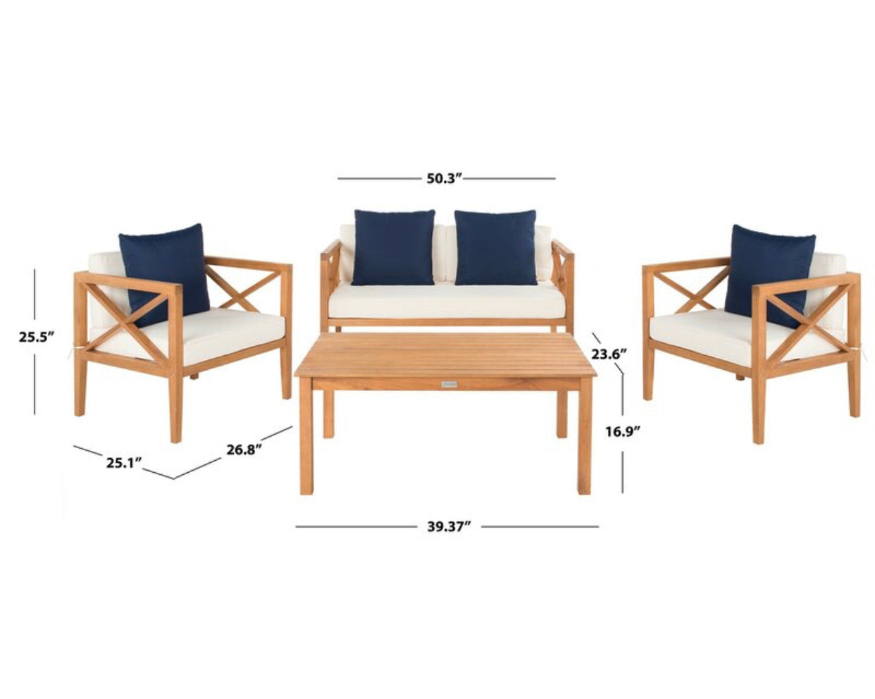 Delray 4 Piece Sofa Seating Group with Cushions