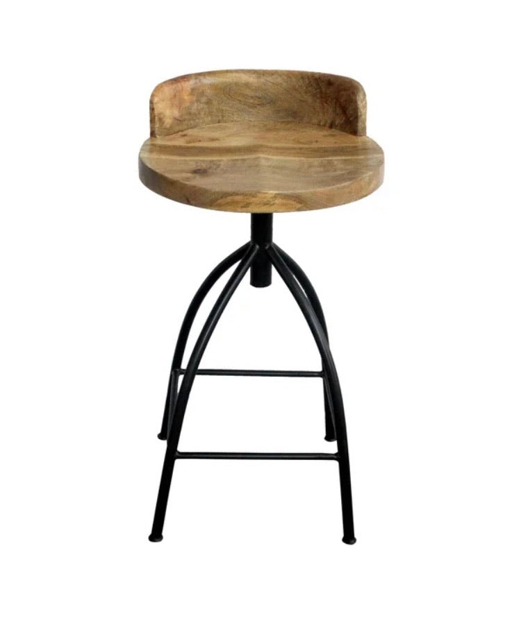 (Set of 2) Molinaro Swivel Solid Wood Adjustable Height Bar Stools CG1889 (2 boxes)