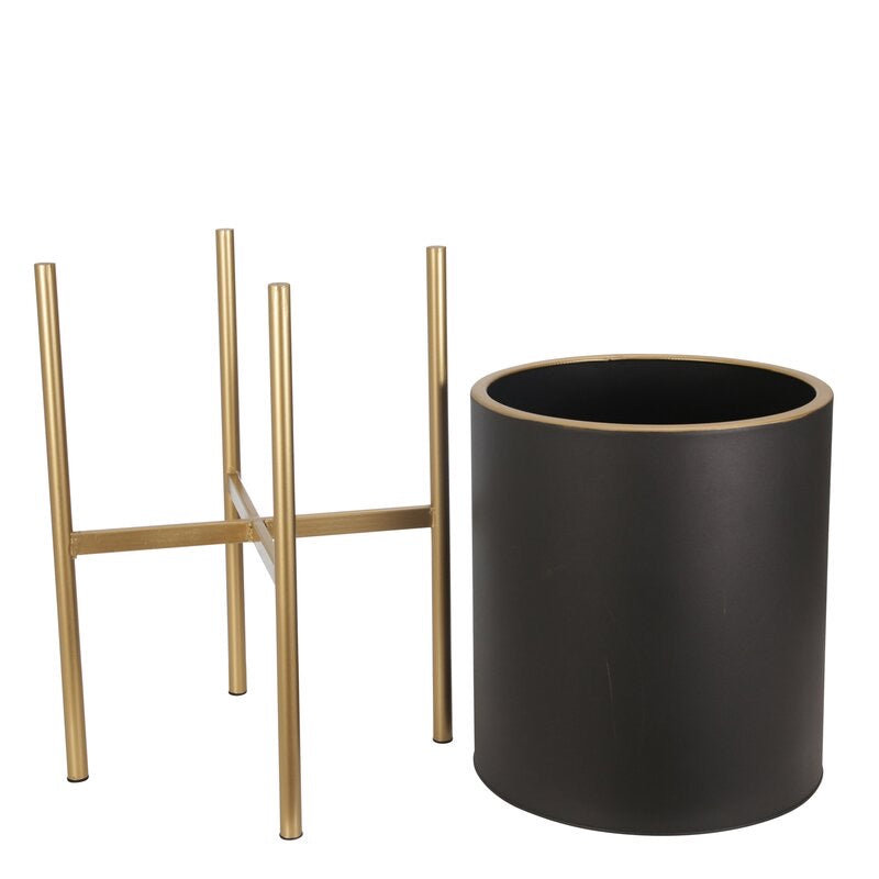 BLACK Maybery 2 PIECE METAL Pot Planter  #LX105