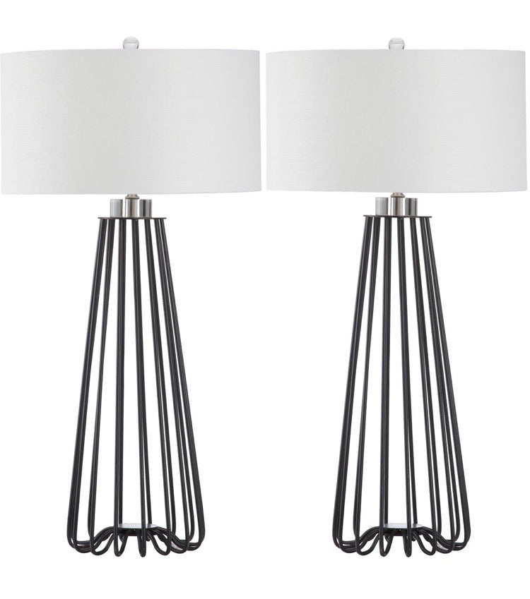 (Set of 2) Estill 33 in. Black Metal Table Lamp with White Shade CG1426