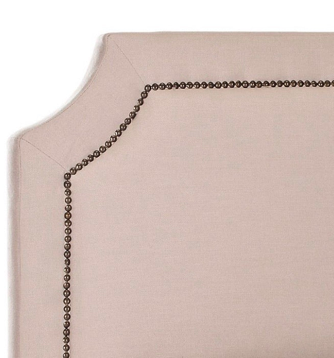 (Queen) Shayne Taupe Headboard, Brass Nail Head CG1391