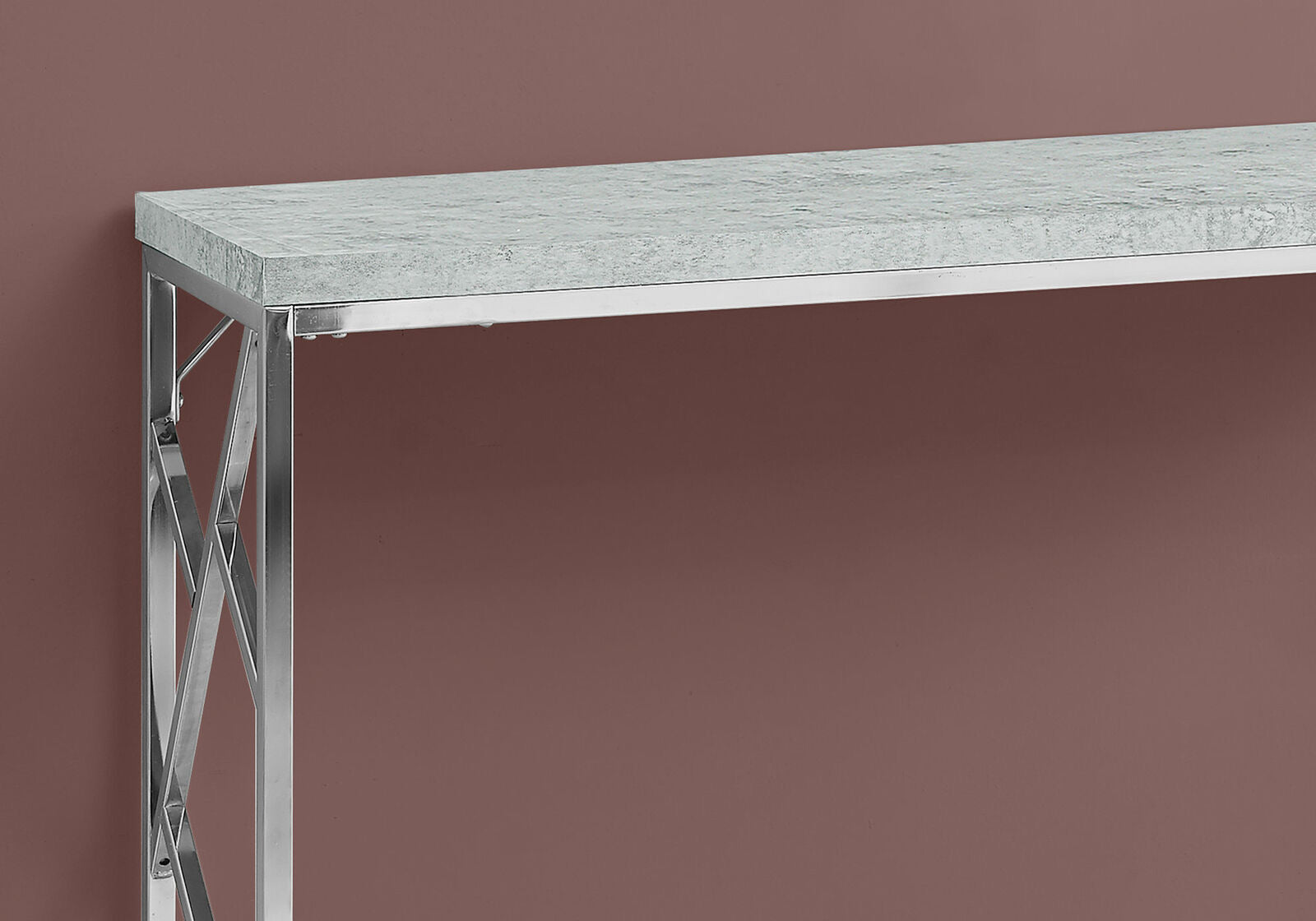 44" Console Table, Grey Cement/Chrome (#K5900)