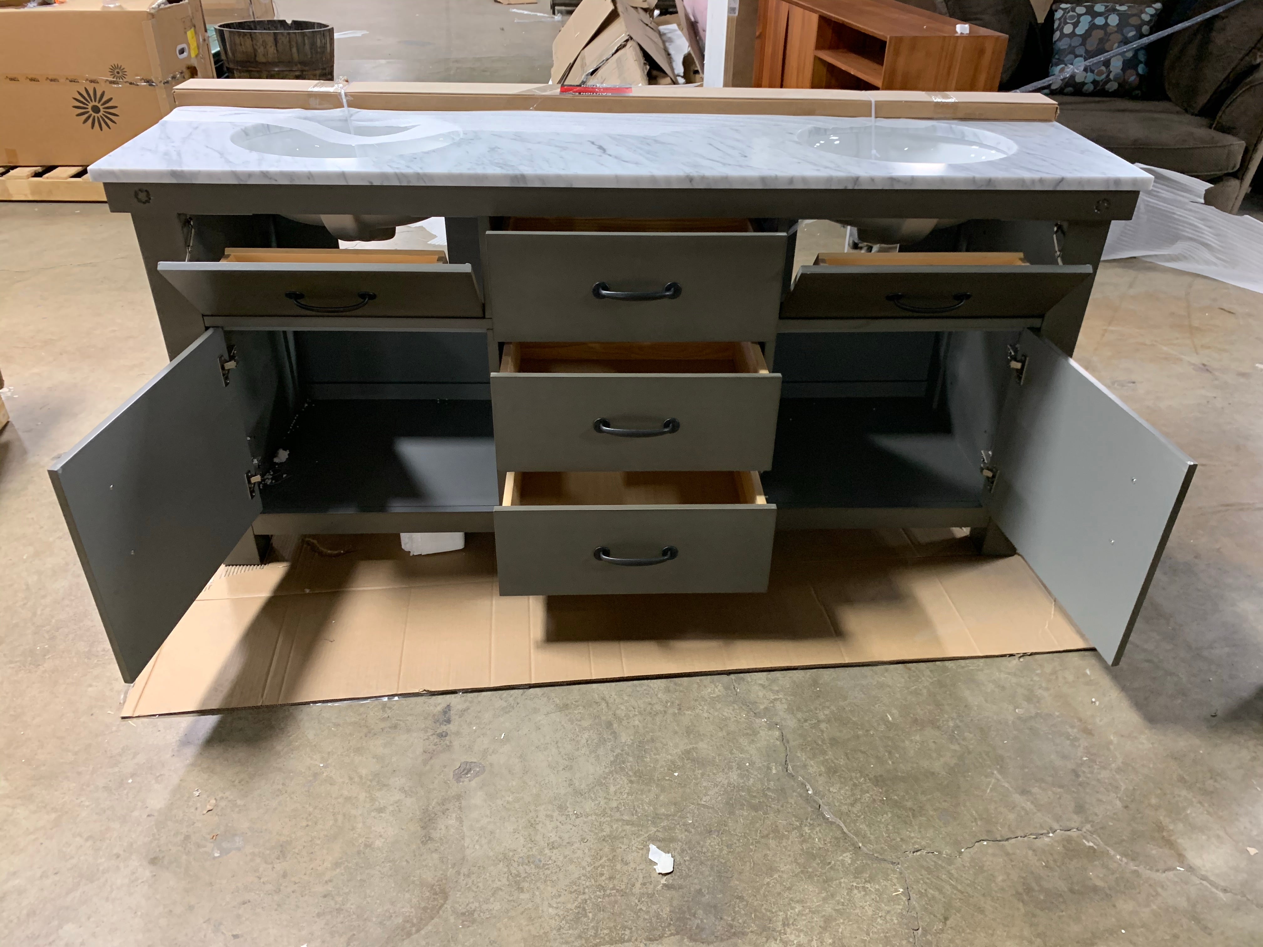 Aberdeen Grizzle Gray 72" Double Sink Bathroom Vanity