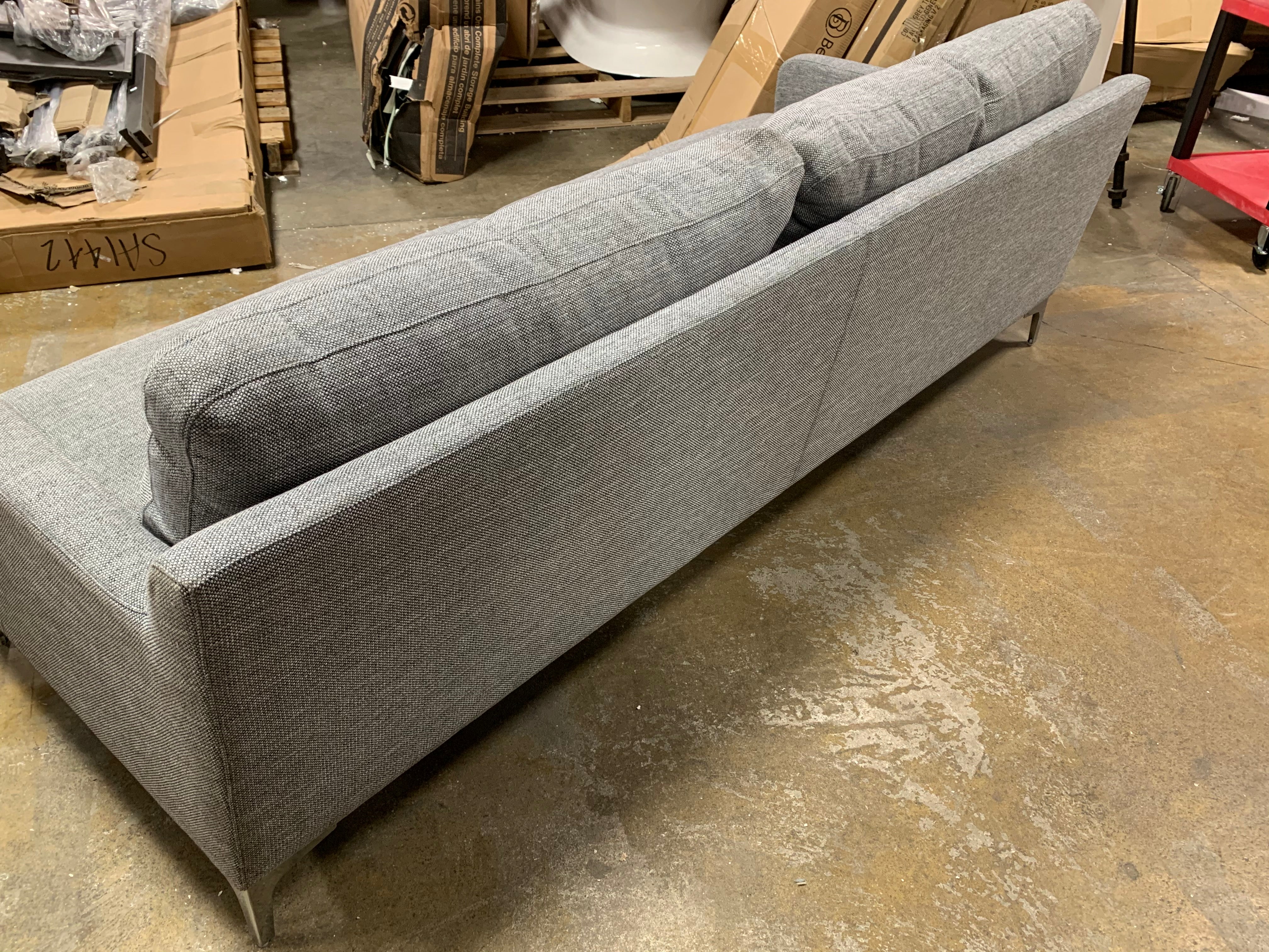 85" Gray Tweed Sofa