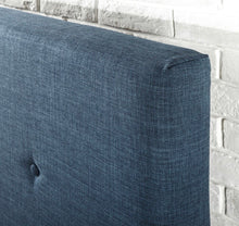 Load image into Gallery viewer, Queen Navy Blue Jed Button Detailed Upholstered Platform Bed CG920
