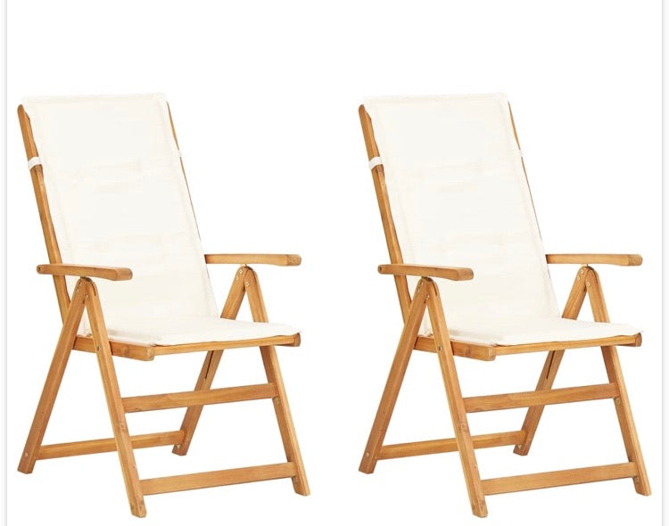 (Set of 2) Reclining Acacia Wood Garden Chairs CG1481