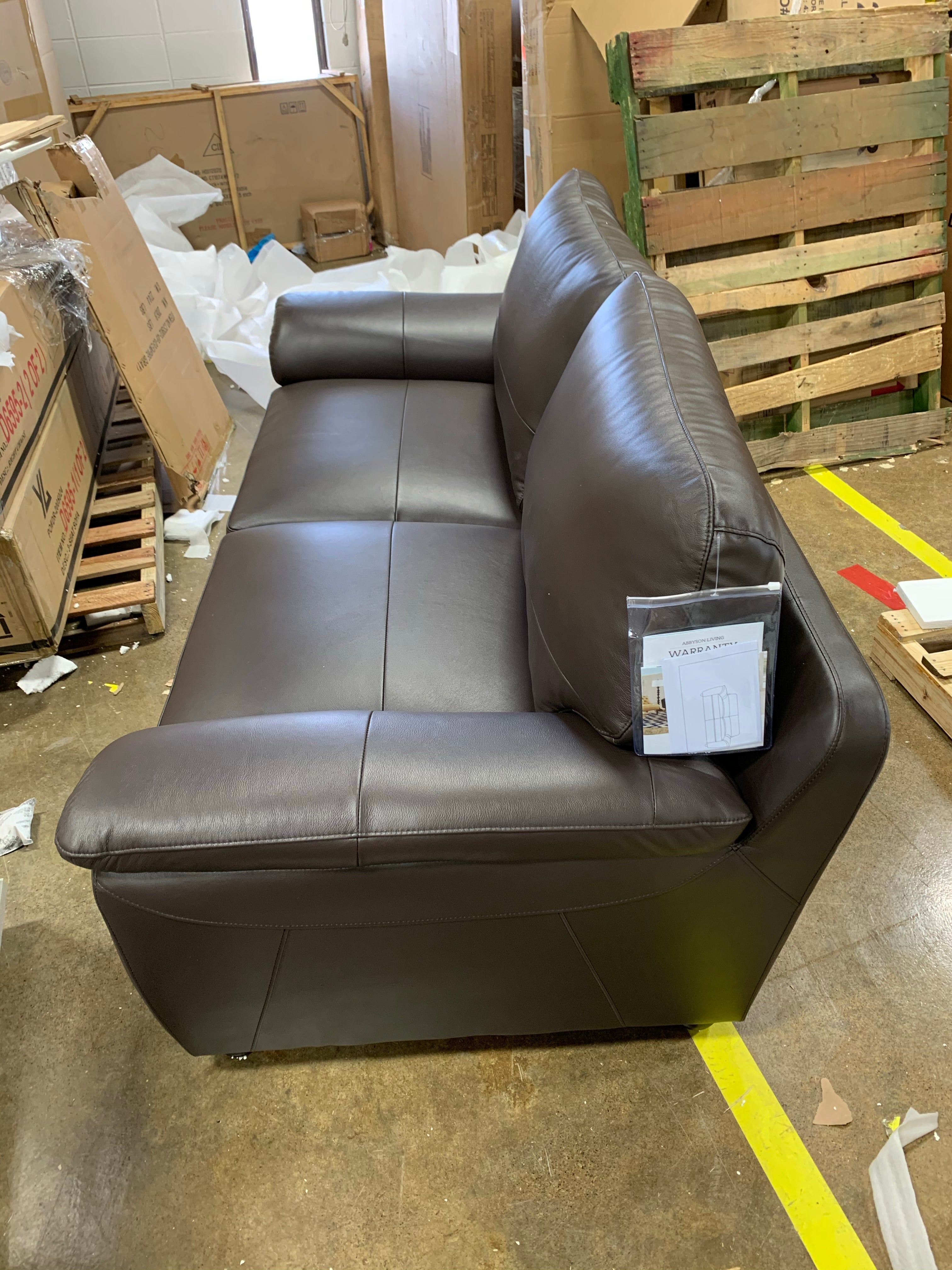 Abbyson Sedona Brown Top Grain Leather Sofa