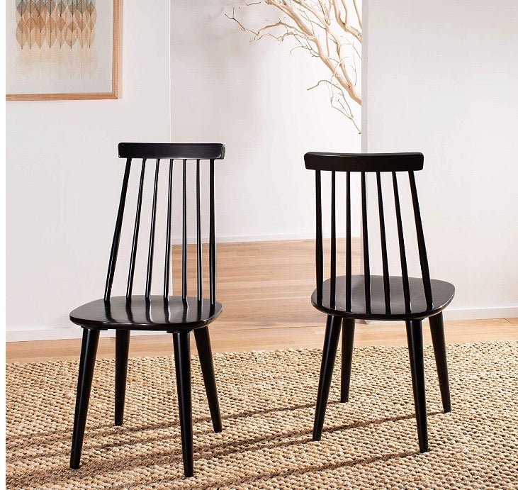 (Set of 2) Burris Country Farmhouse Black Spindle Side Chair CG238
