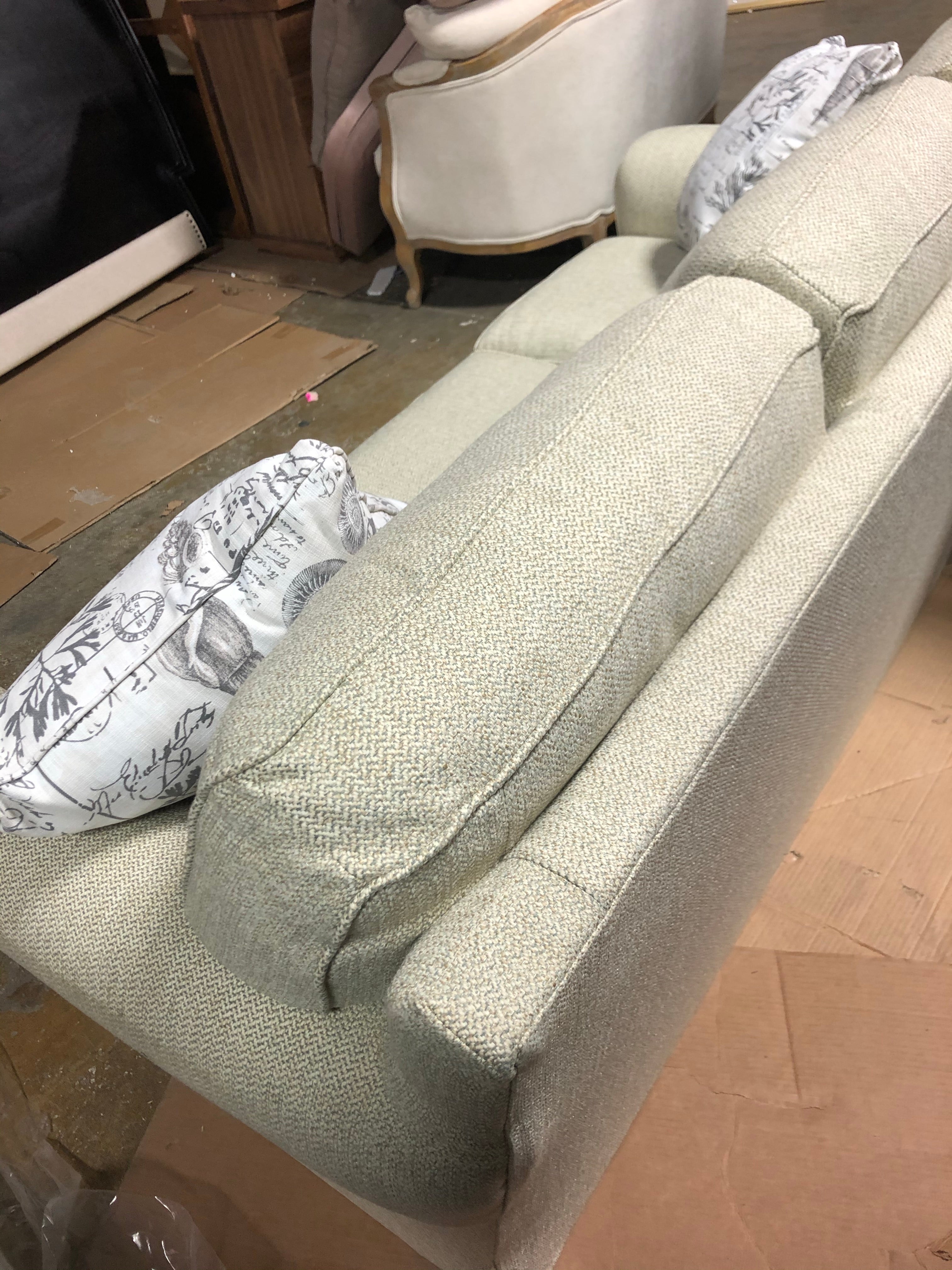 79" Beige Round Arm Sofa