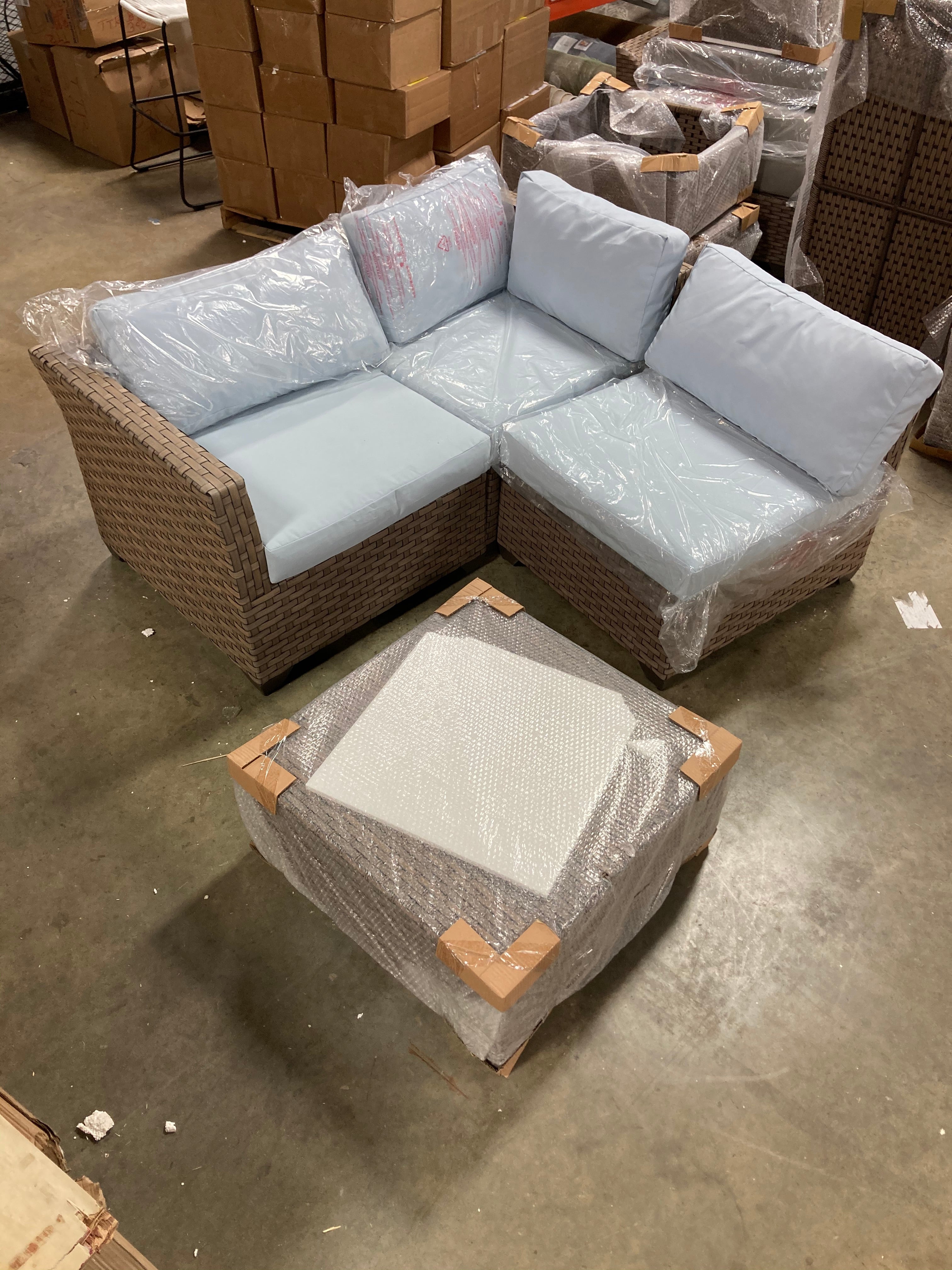 4 Piece Patio Seating Group, Spa - OP001 (4 PIECES + 7 CUSHIONS)