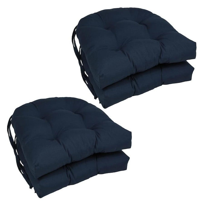 Set of 4 - 16" U-Shape Tufted Chair Cushions, Navy (#K5109)