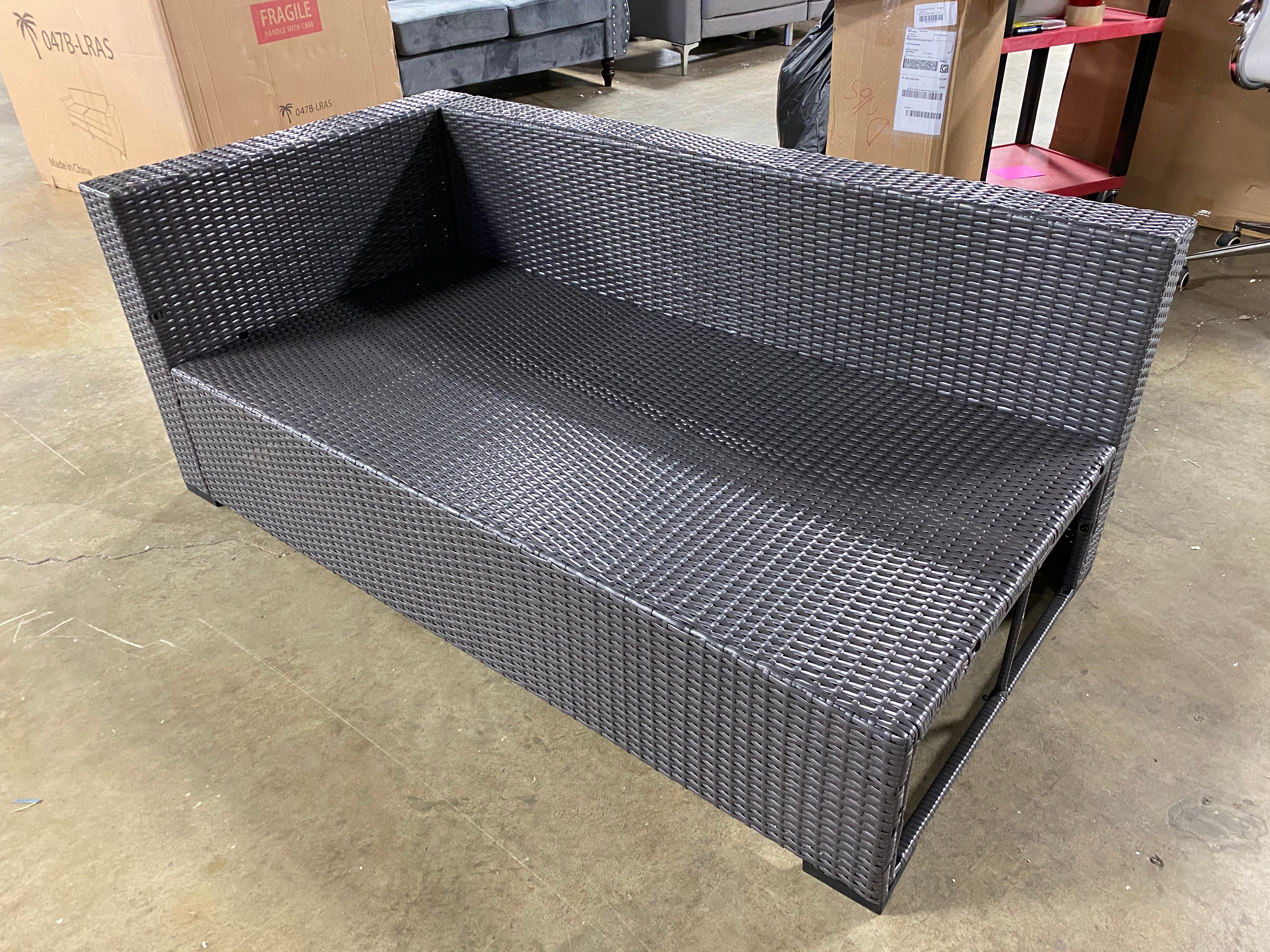 Biscayne Brown Wicker Interchangeable Arm Outdoor Corner Loveseat