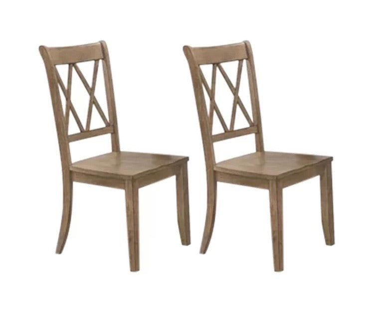 (Set of 2) Brown Cheryll Solid Wood Cross Back Side Chairs CG1816
