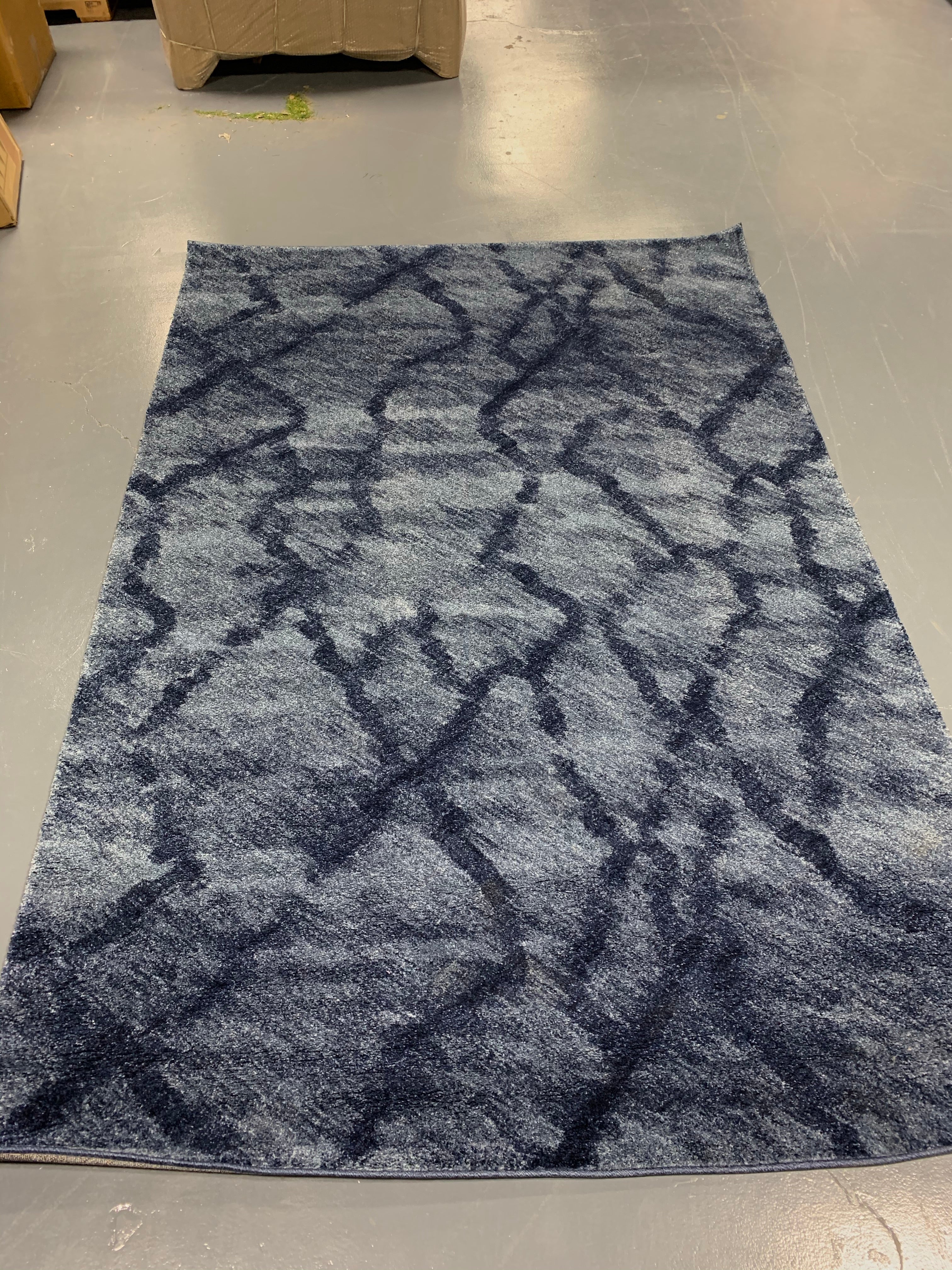 Retro Medina Distressed Modern Abstract 6' x 9' Blue/Dark Blue Area Rug #134R