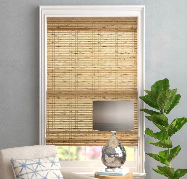 (Set of 4) 28" W x 60" L Tuscan Semi-Sheer Brown Roman Shade CG1640