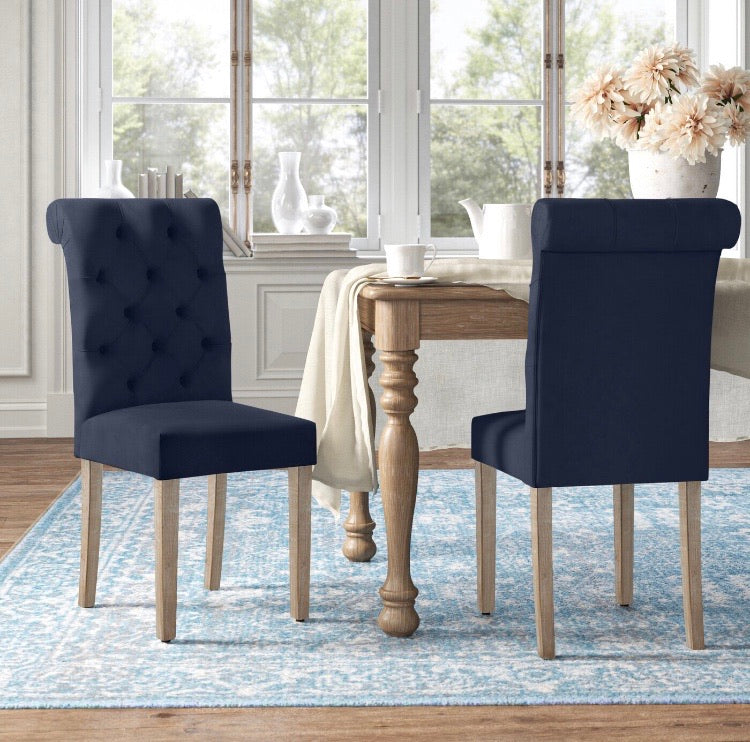 (Set of 2) Jocelyn Roll Top Tufted Upholstered Side Chair CG614