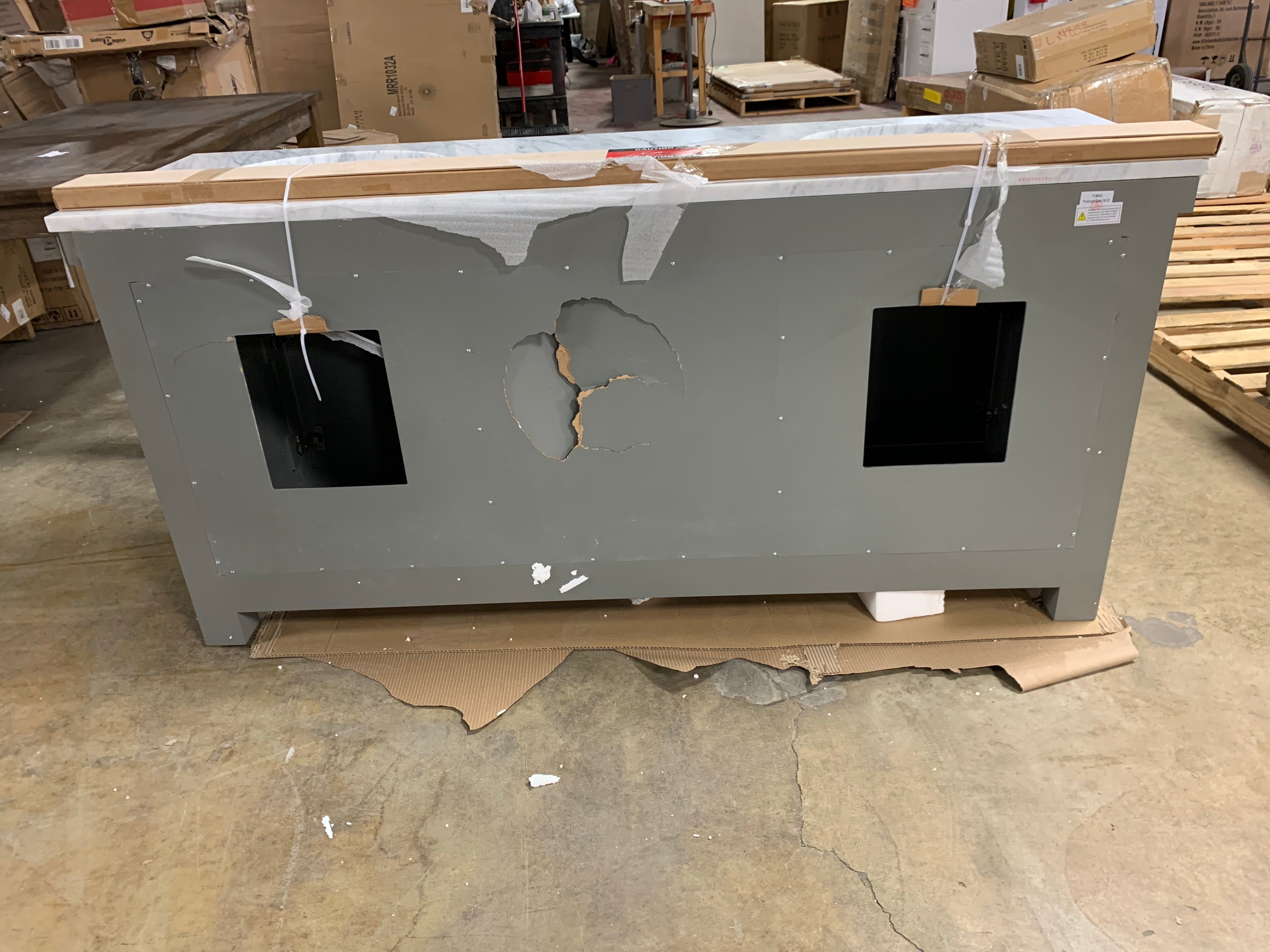 Aberdeen Grizzle Gray 72" Double Sink Bathroom Vanity