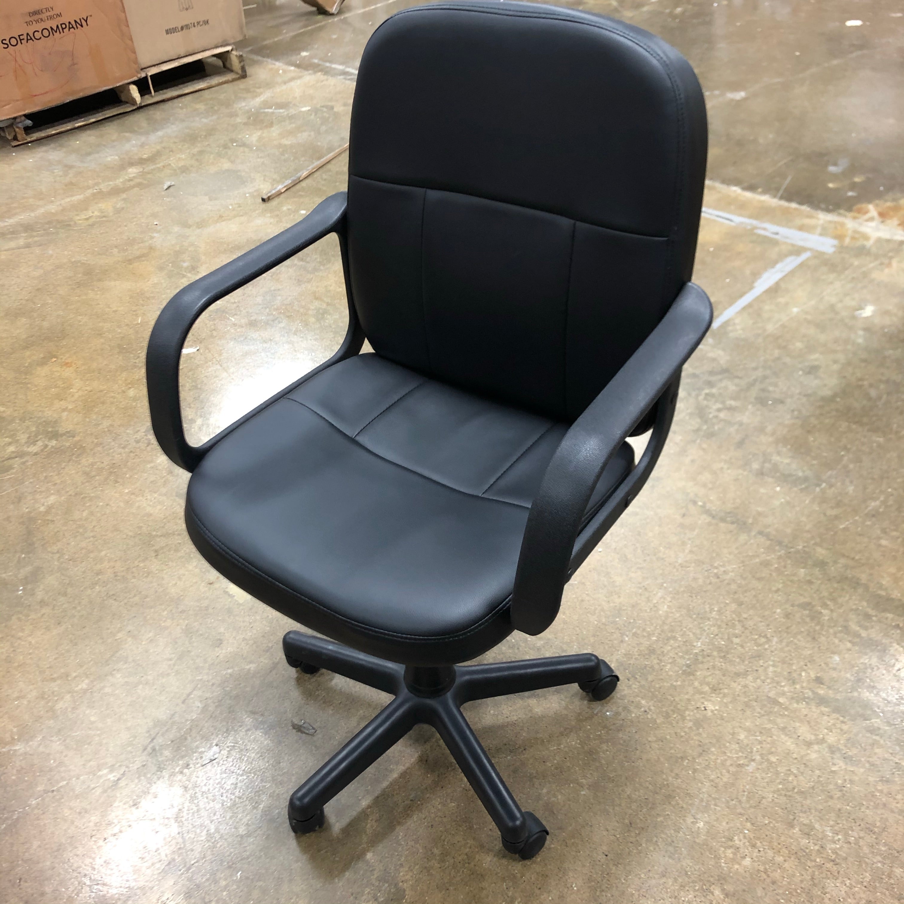 Black PU Leather Mid Back Office Chair