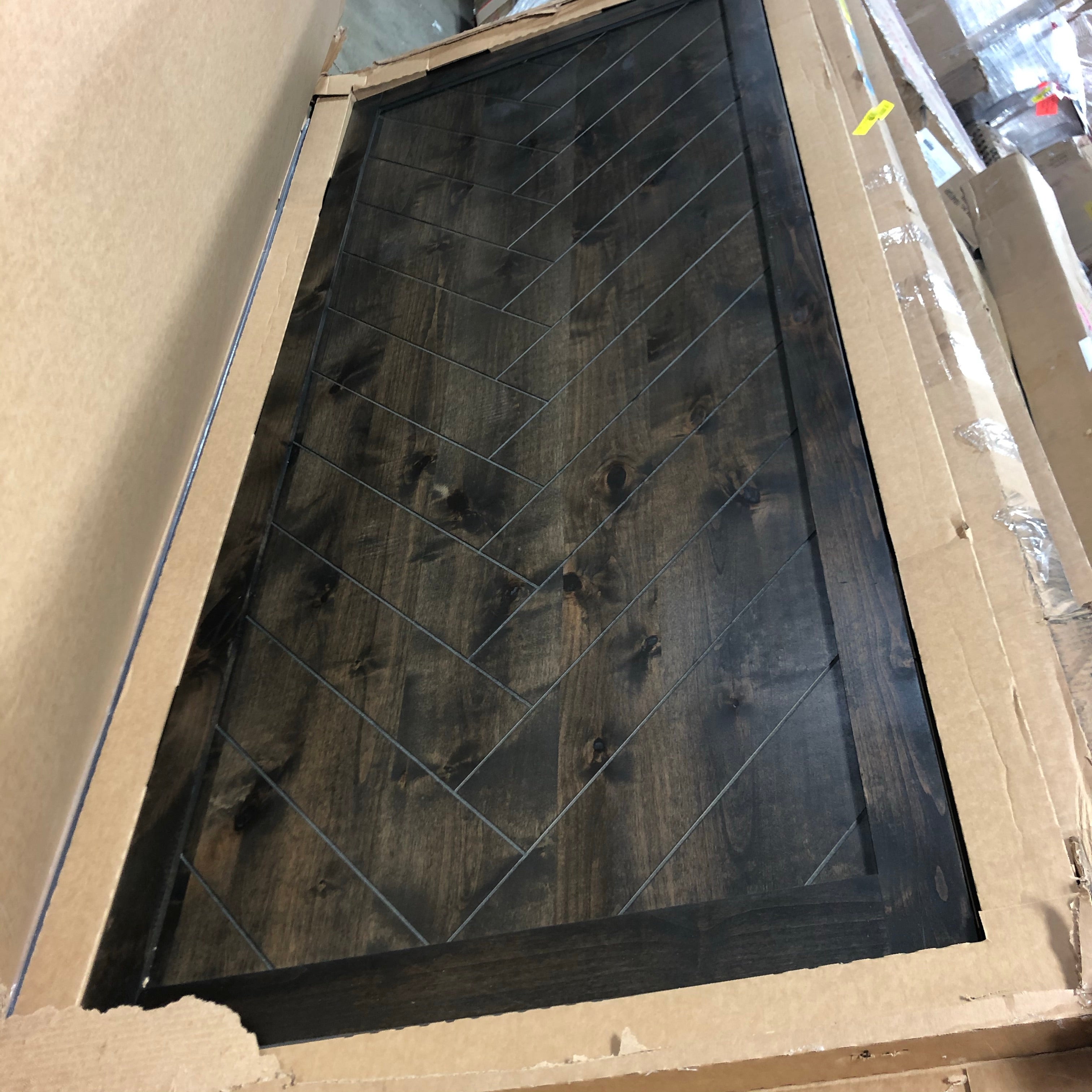 36" x 84" Dogberry Collections Herringbone Wood Interior Sliding Barn Door Slab with Hardware Kit CG1982