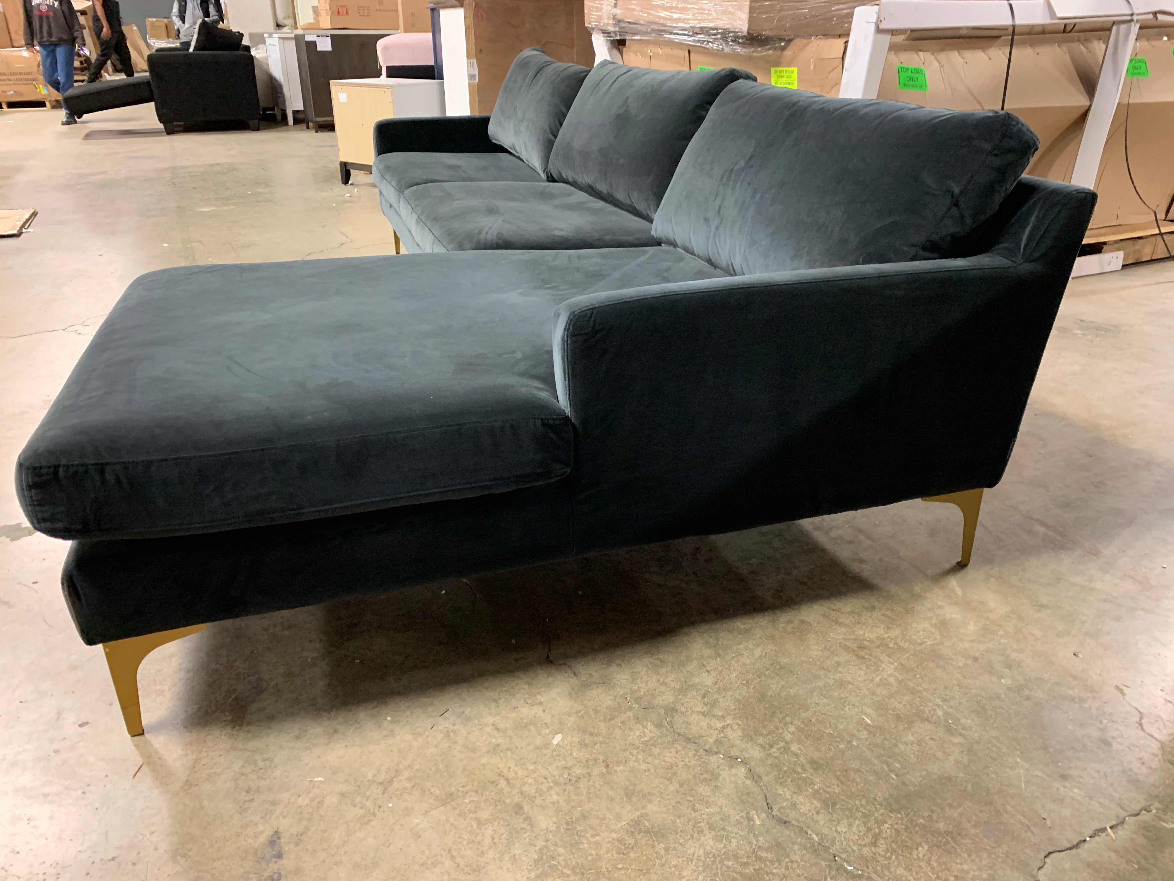 119" Wide Velvet Sofa & Chaise