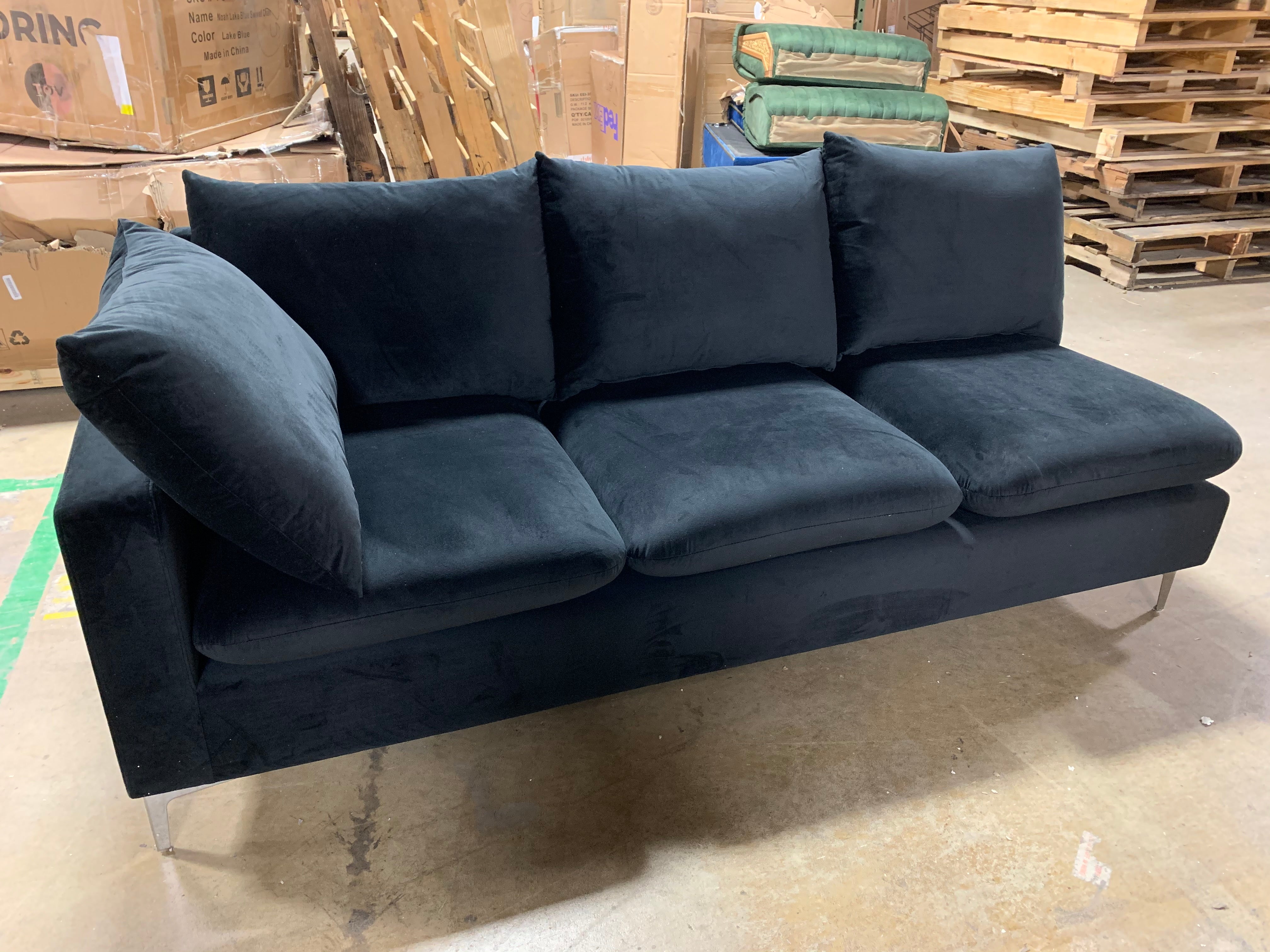 Black Velvet Chaise Lounge Piece *As Is*