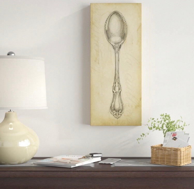 (Set of 2) 24x10" Antique Spoon and Fork Canvas CG871