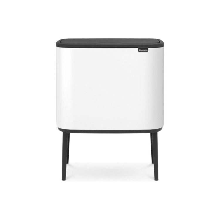 White Bo Touch Steel Touch Trash & Recycle Bin CG422