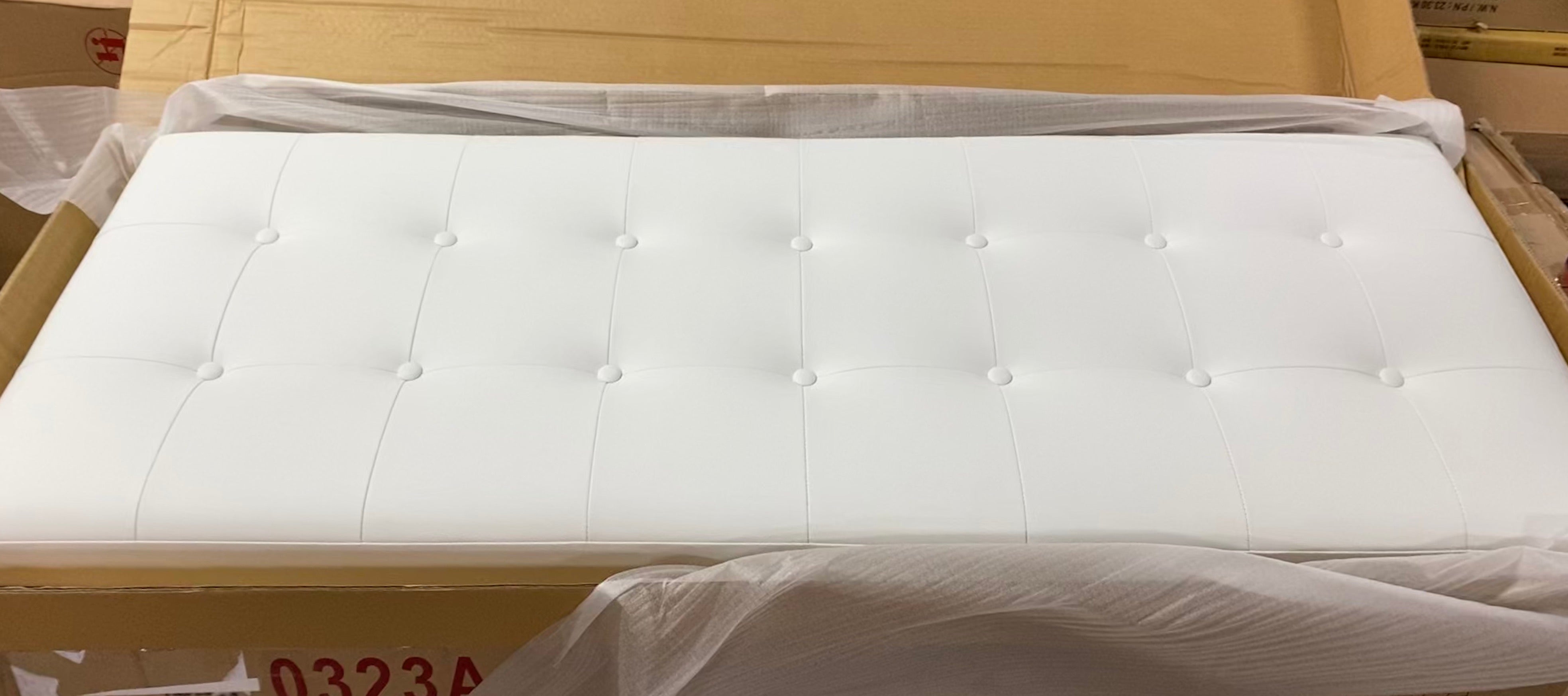 White Upholstered Vinyl Headboard - Full  #SA670