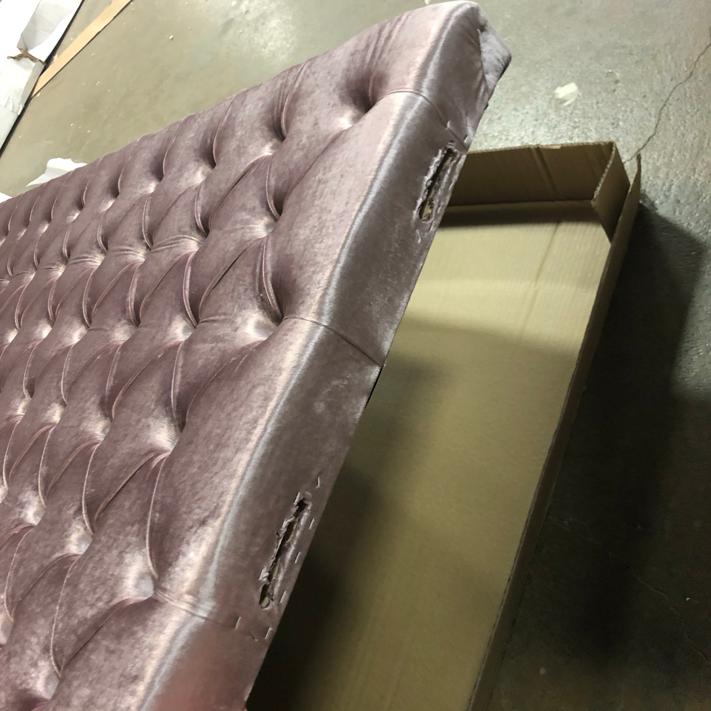 (King) Velvet Champagne Purple Headboard *AS IS* CG1966