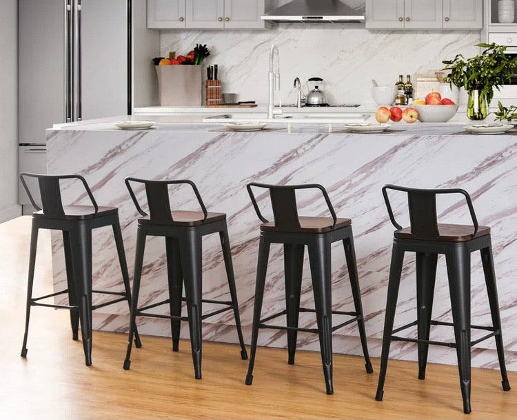 (Set of 4) 26" Black Tauber Swivel Solid Wood Counter Stools CG1744