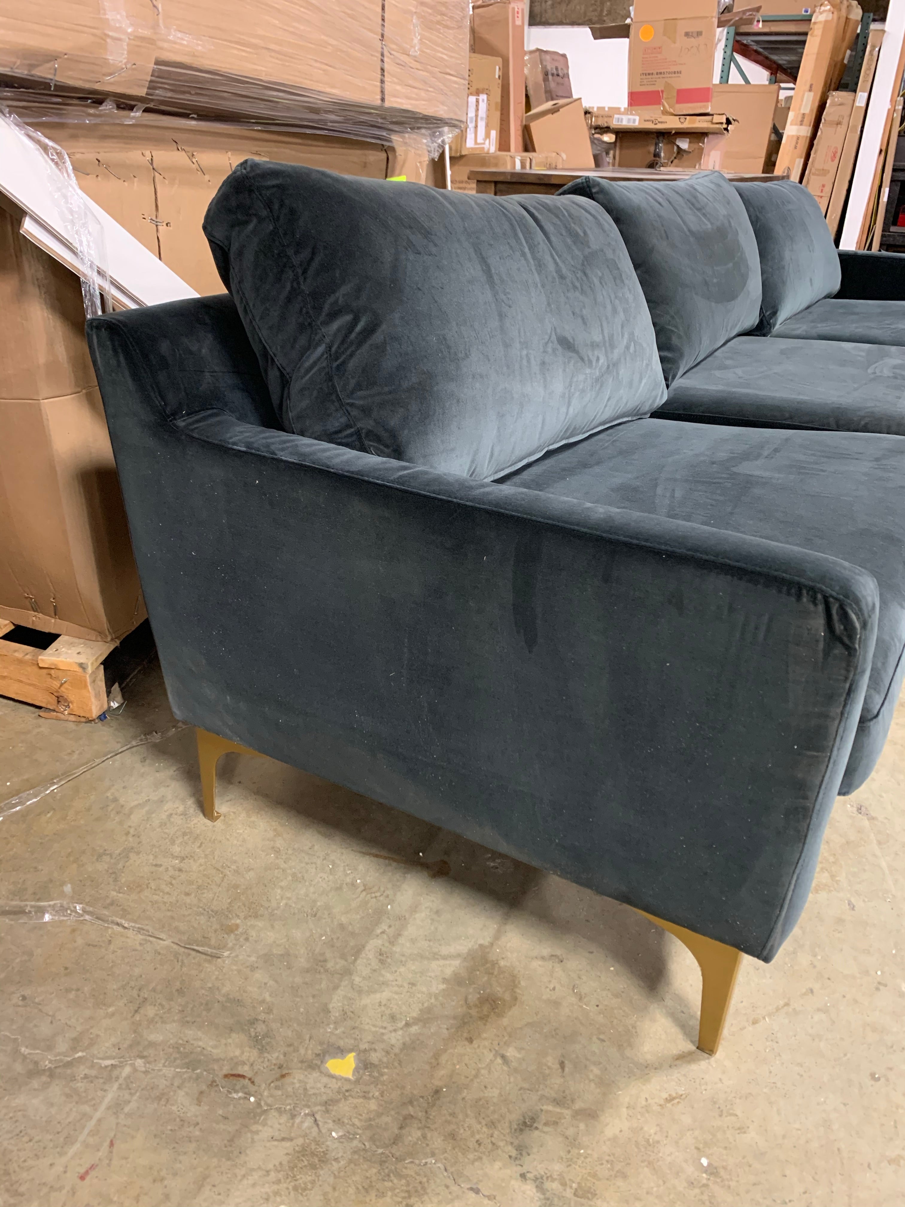 119" Wide Velvet Sofa & Chaise