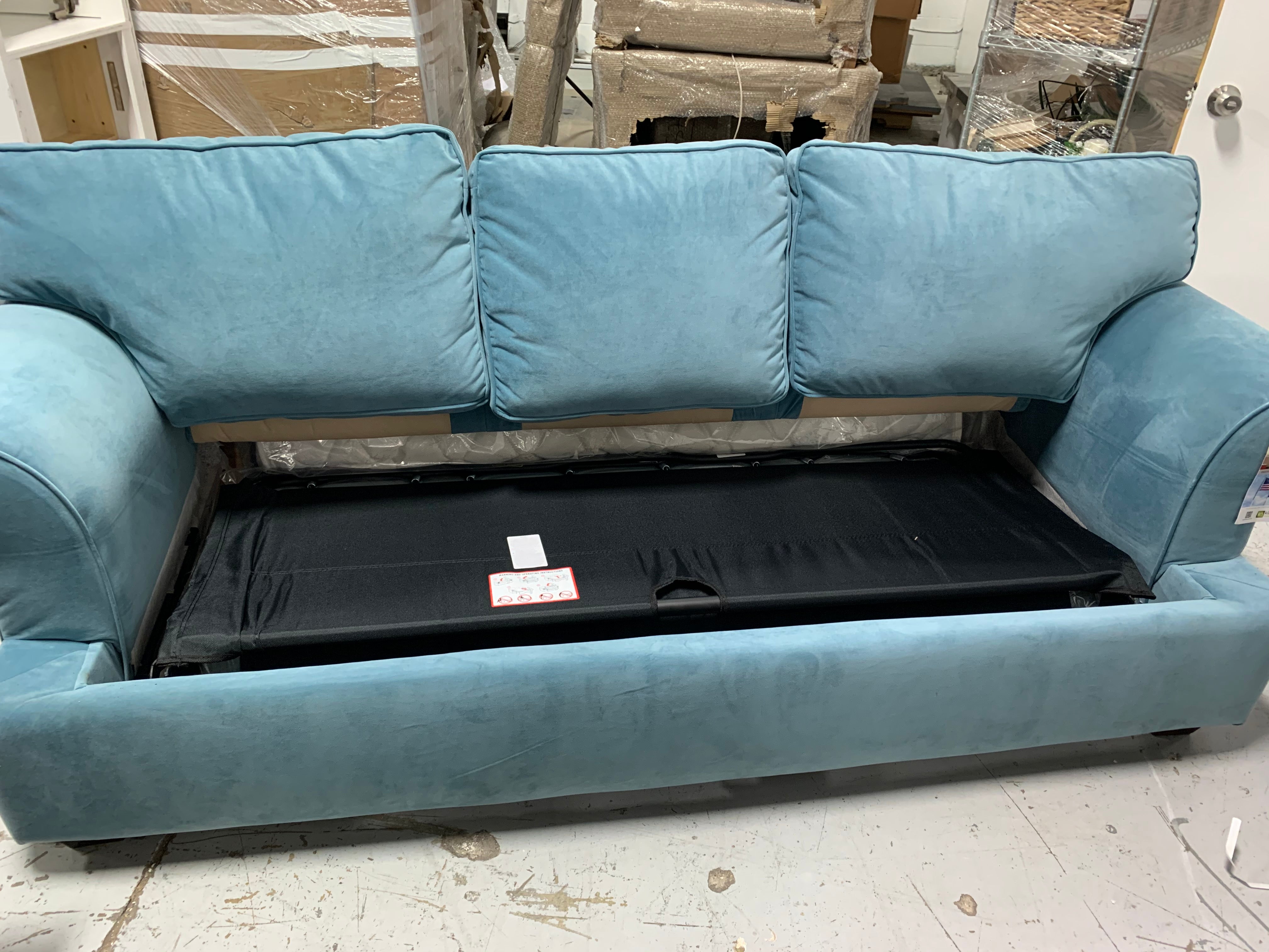 Klaussner 86" Sleeper Sofa, Heavenly Sapphire Blue