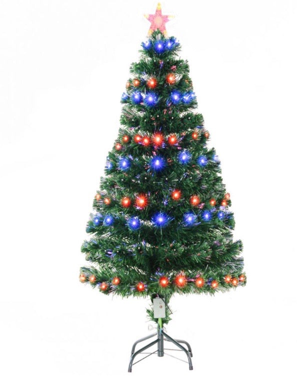 4 ft. Pre-Lit Artificial Christmas Tree with Changeable Lights and Fiber Optic Colors CG1888