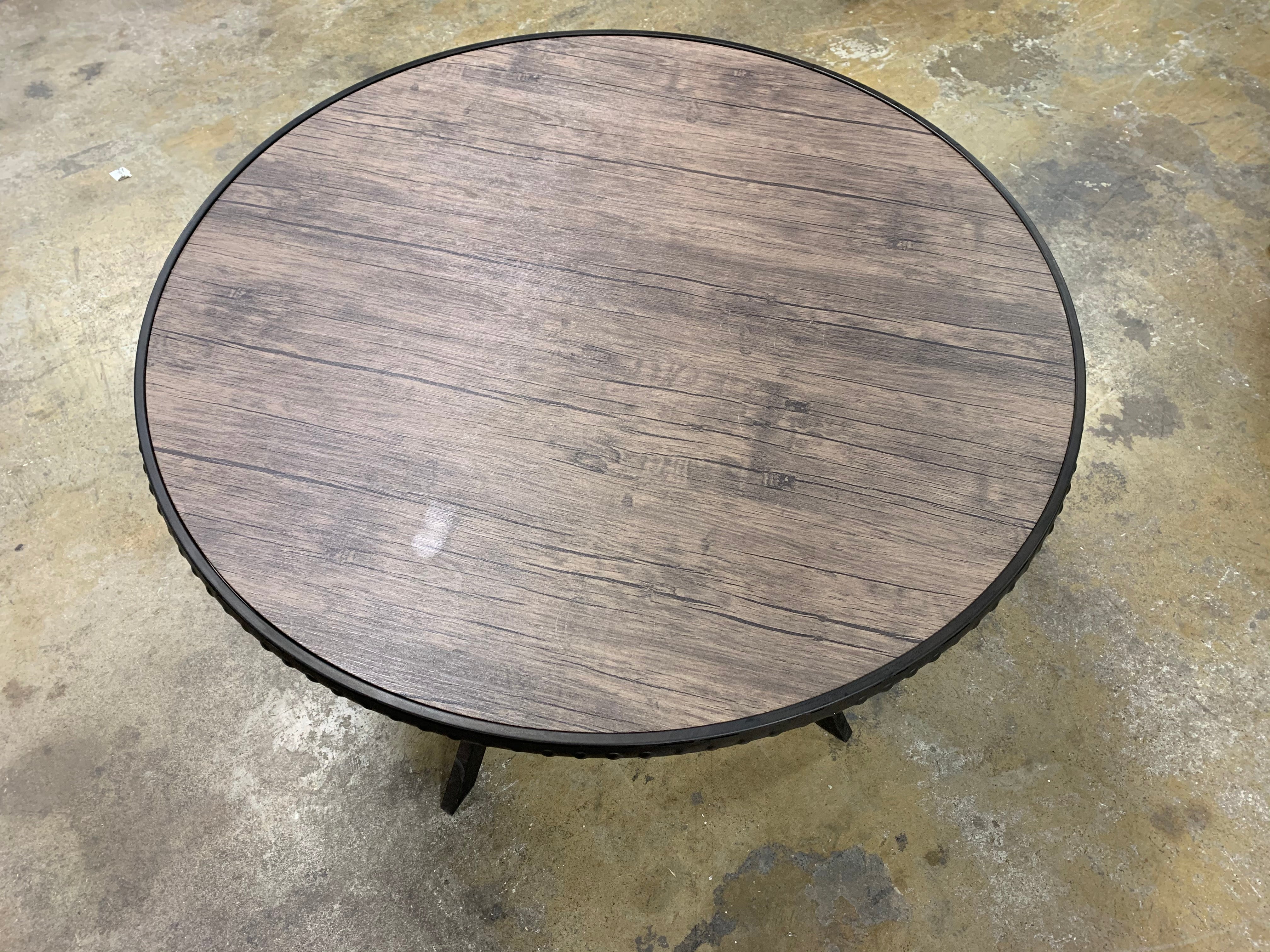 44.5" Distressed Wood/Metal Dining Table